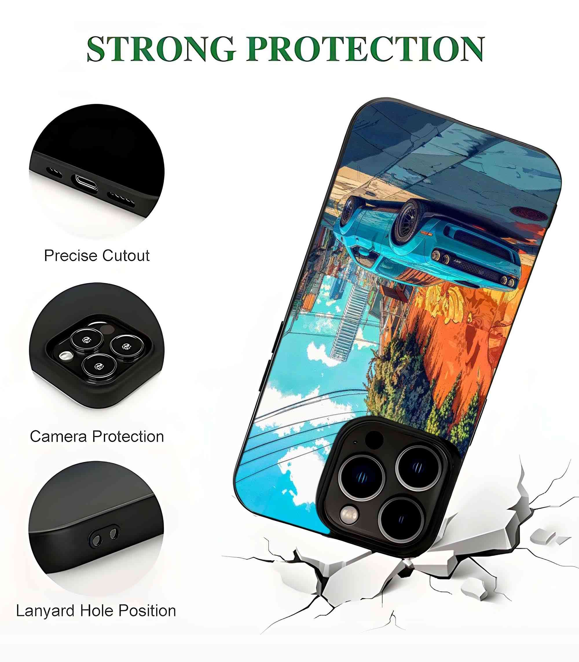 Dodge Challenger Blue 2D Rubber Mobile Back Cover