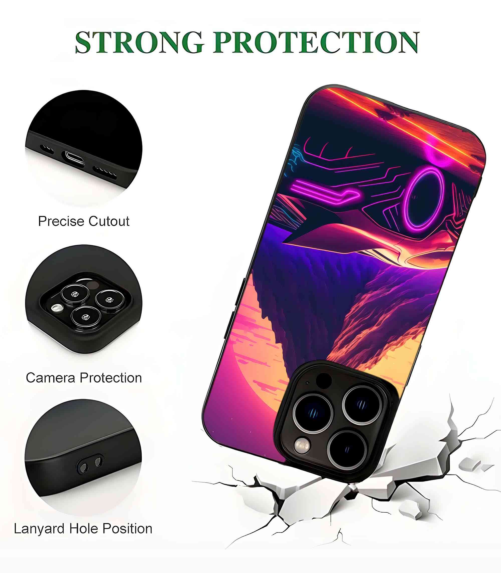 Futuristic Sports Car Sunset Scenery 2D Rubber Mobile Back Cover