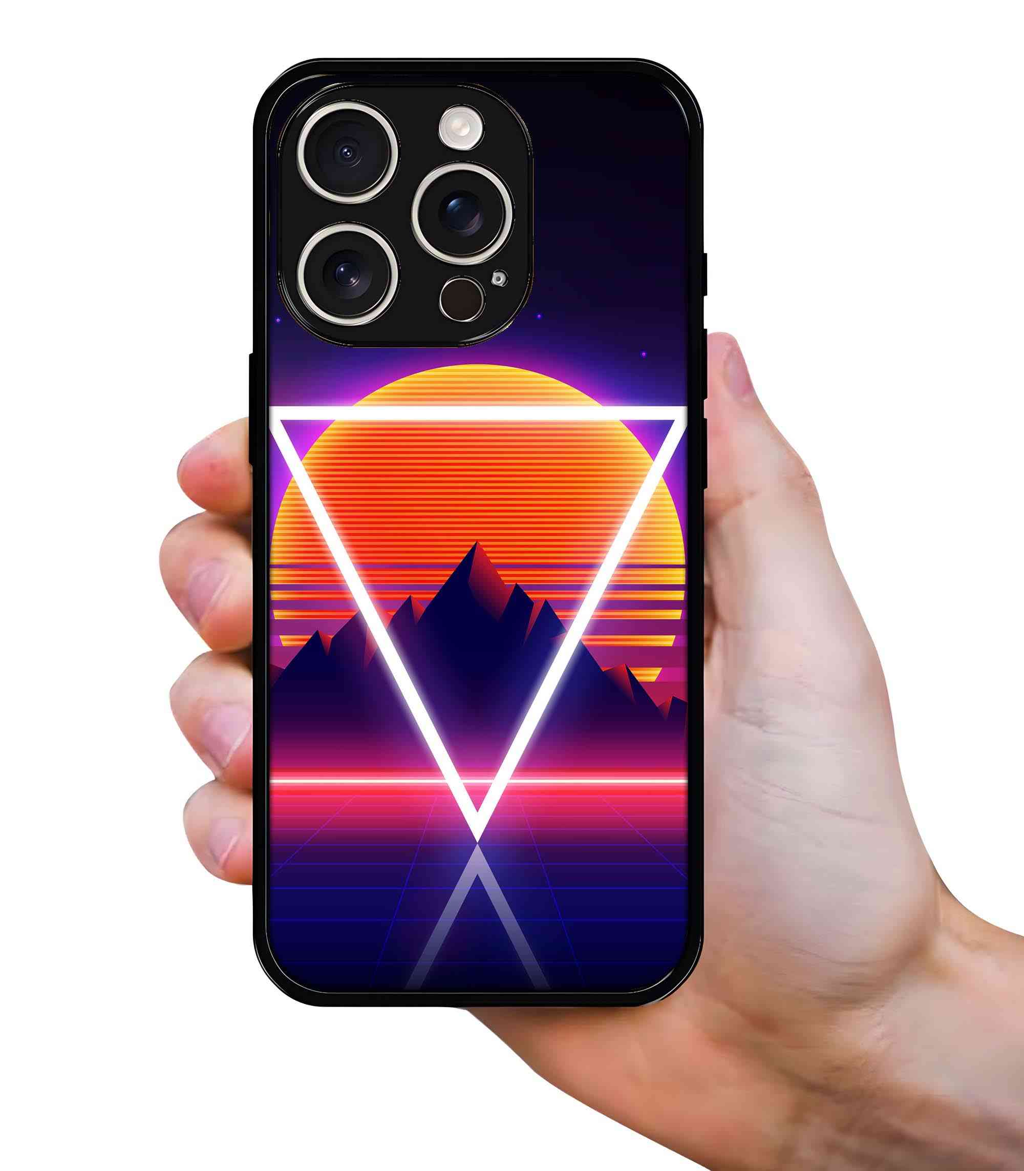 Retrowave Synthwave Abstract Sunset 2D Rubber Mobile Back Cover