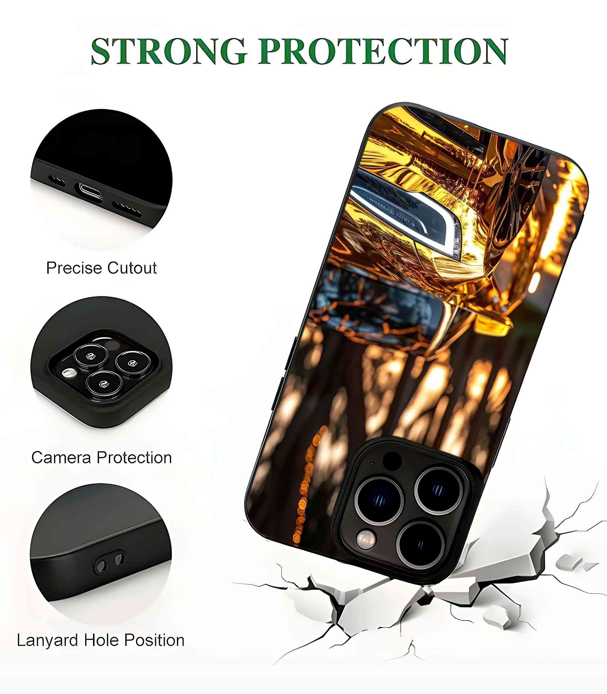 Golden Tesla 2D Rubber Mobile Back Cover