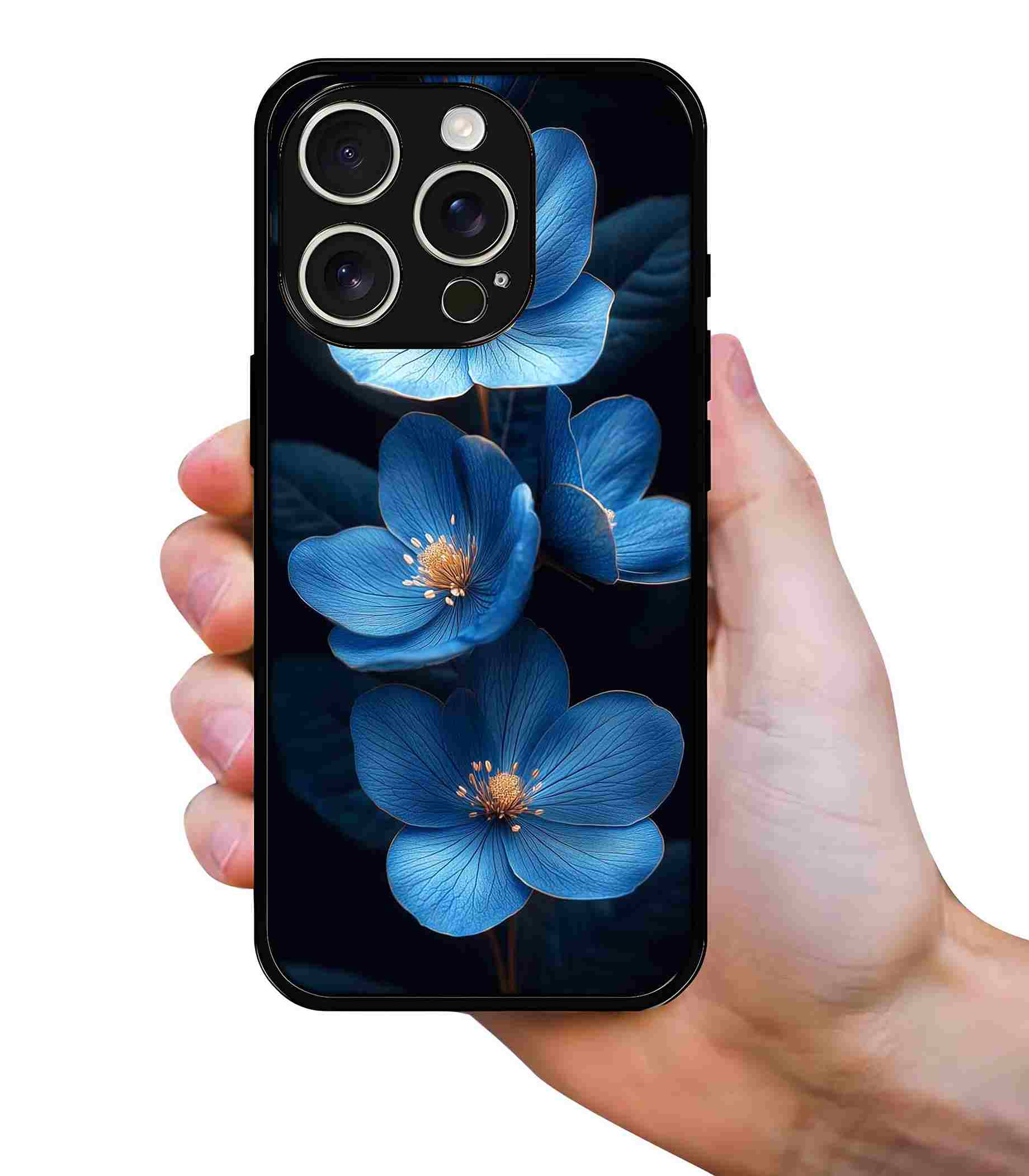 Blue Flowers 2D Rubber Mobile Back Cover Blue Flowers 2D Rubber Mobile Back Cover