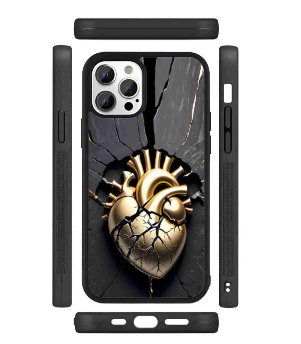 Golden Heart 2D Rubber Mobile Back Cover #2