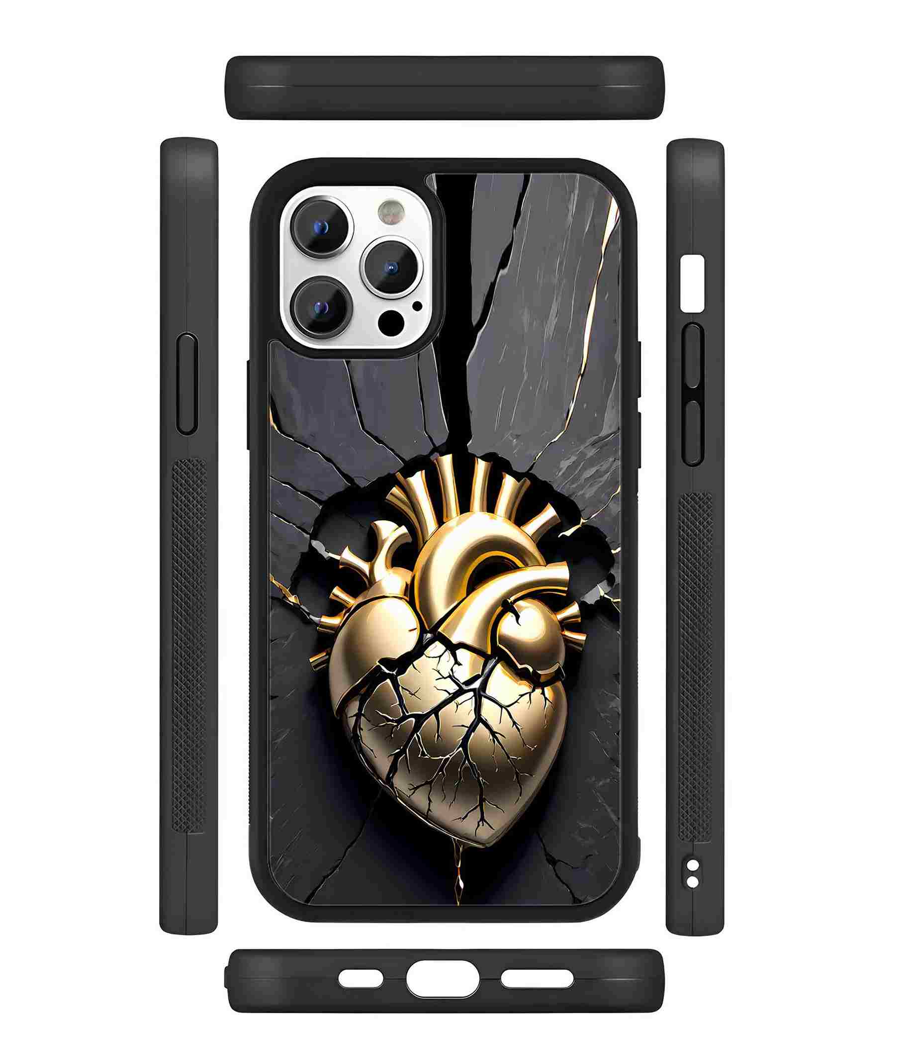 Golden Heart 2D Rubber Mobile Back Cover #2 Golden Heart 2D Rubber Mobile Back Cover #2