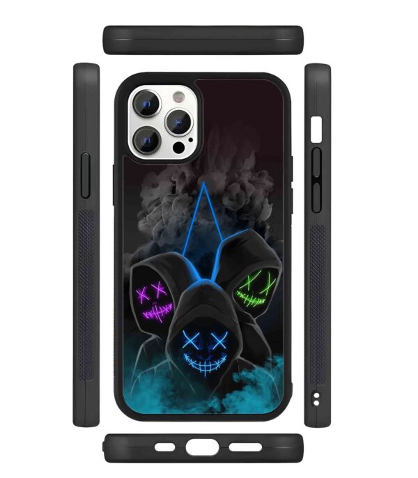 Black Hoodie Neon Mask 2D Rubber Mobile Back Cover