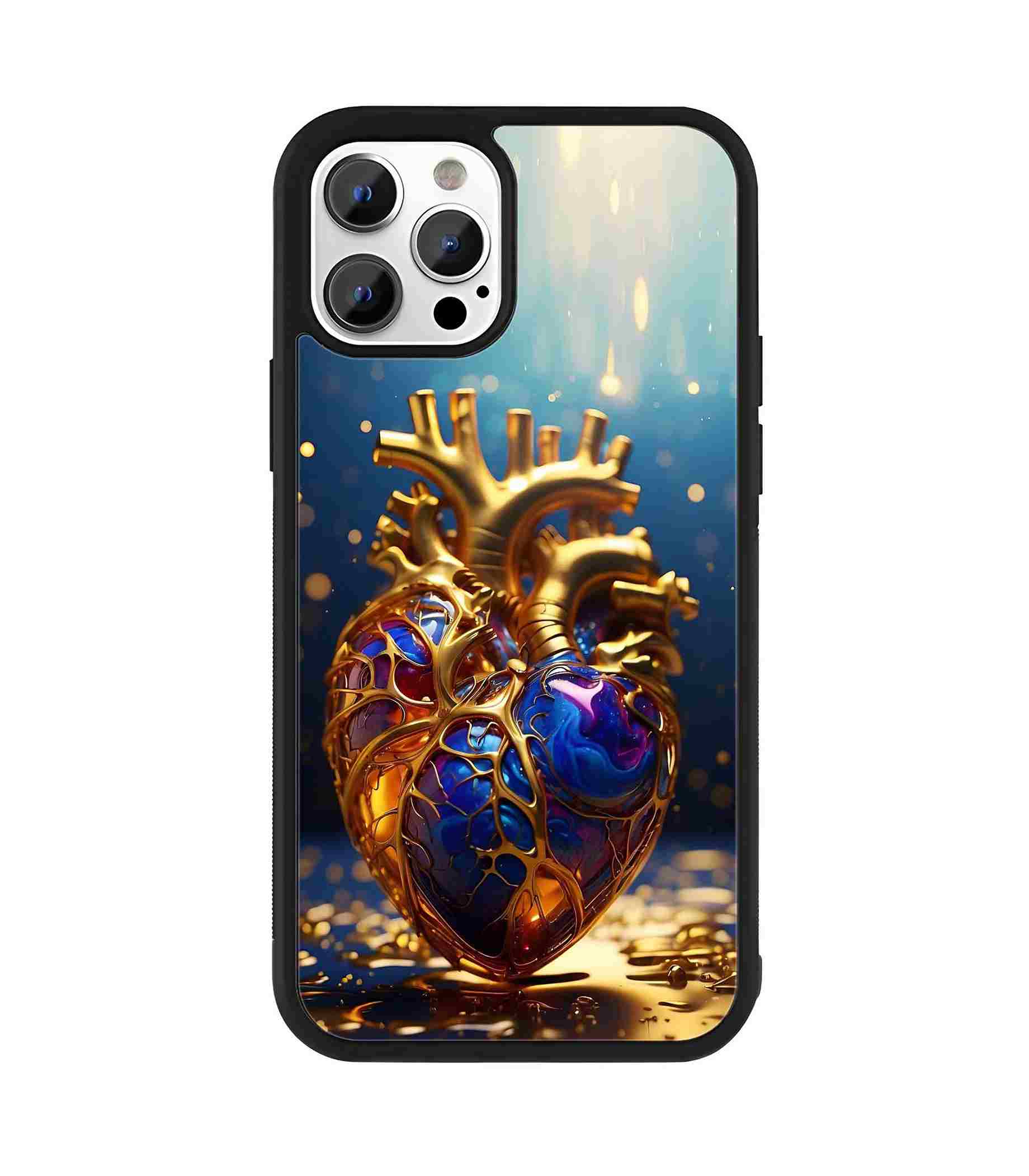 Golden Heart 2D Rubber Mobile Back Cover