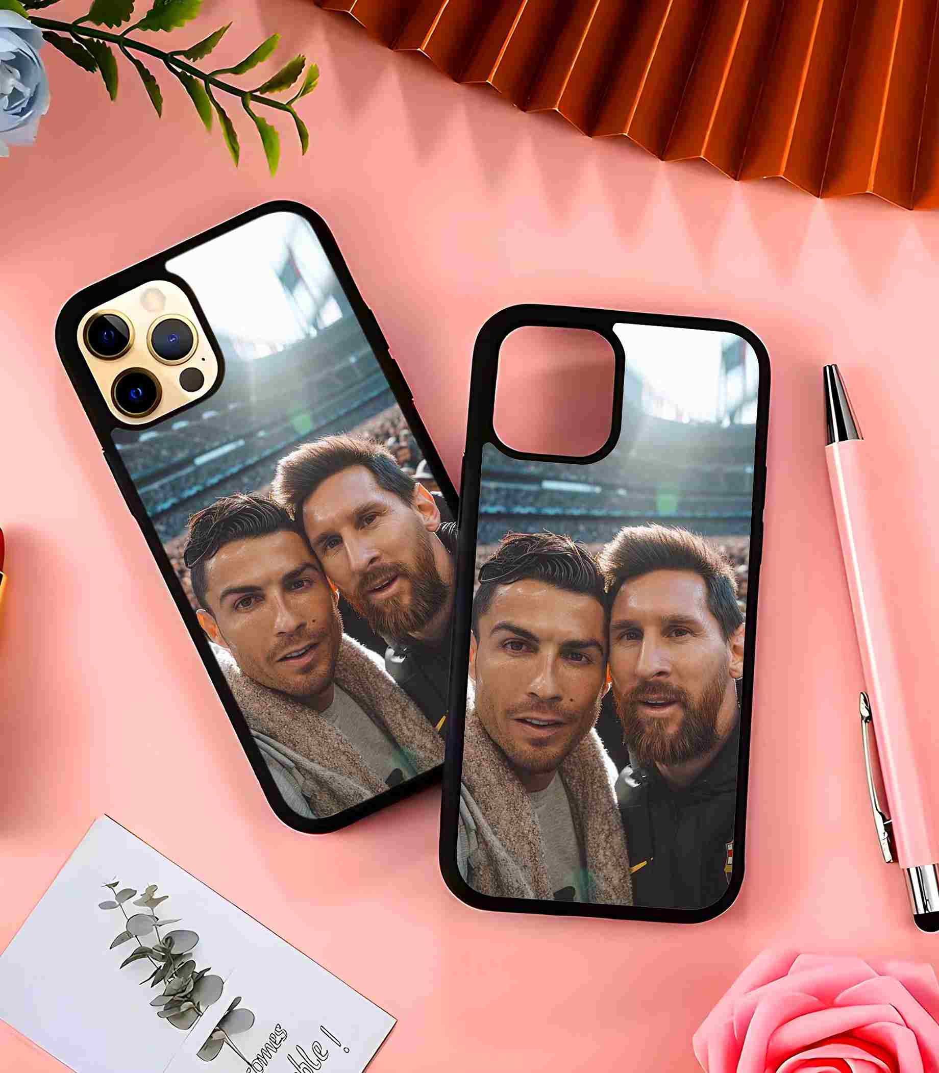 Messi and Ronaldo 2D Rubber Mobile Back Cover