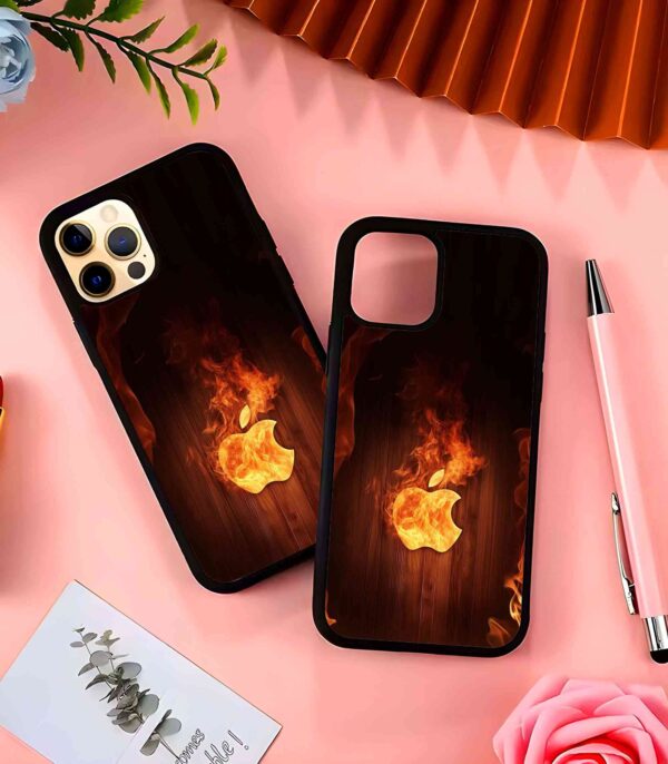 Fire Apple Logo 2D Rubber Mobile Back Cover