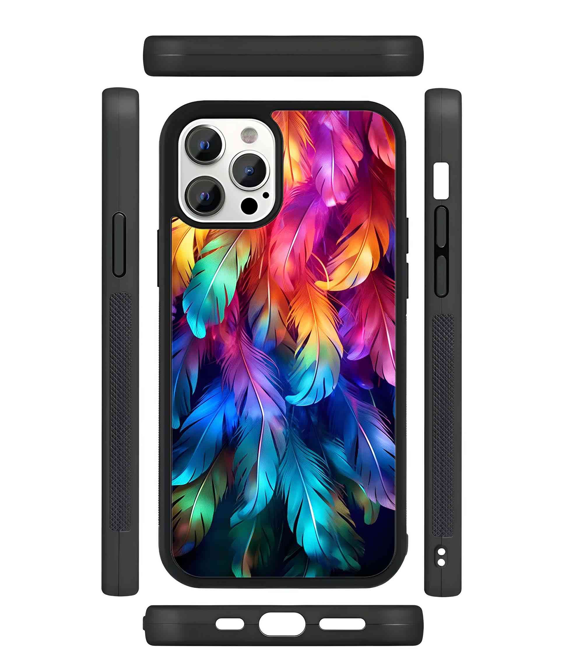 Colorful Feathers 2D Rubber Mobile Back Cover Colorful Feathers 2D Rubber Mobile Back Cover