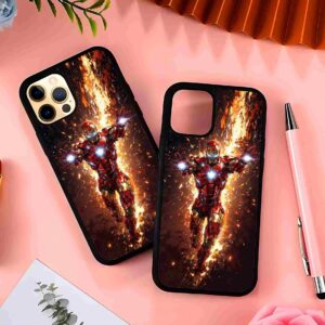 Iron Man in Action 2D Rubber Mobile Back Cover