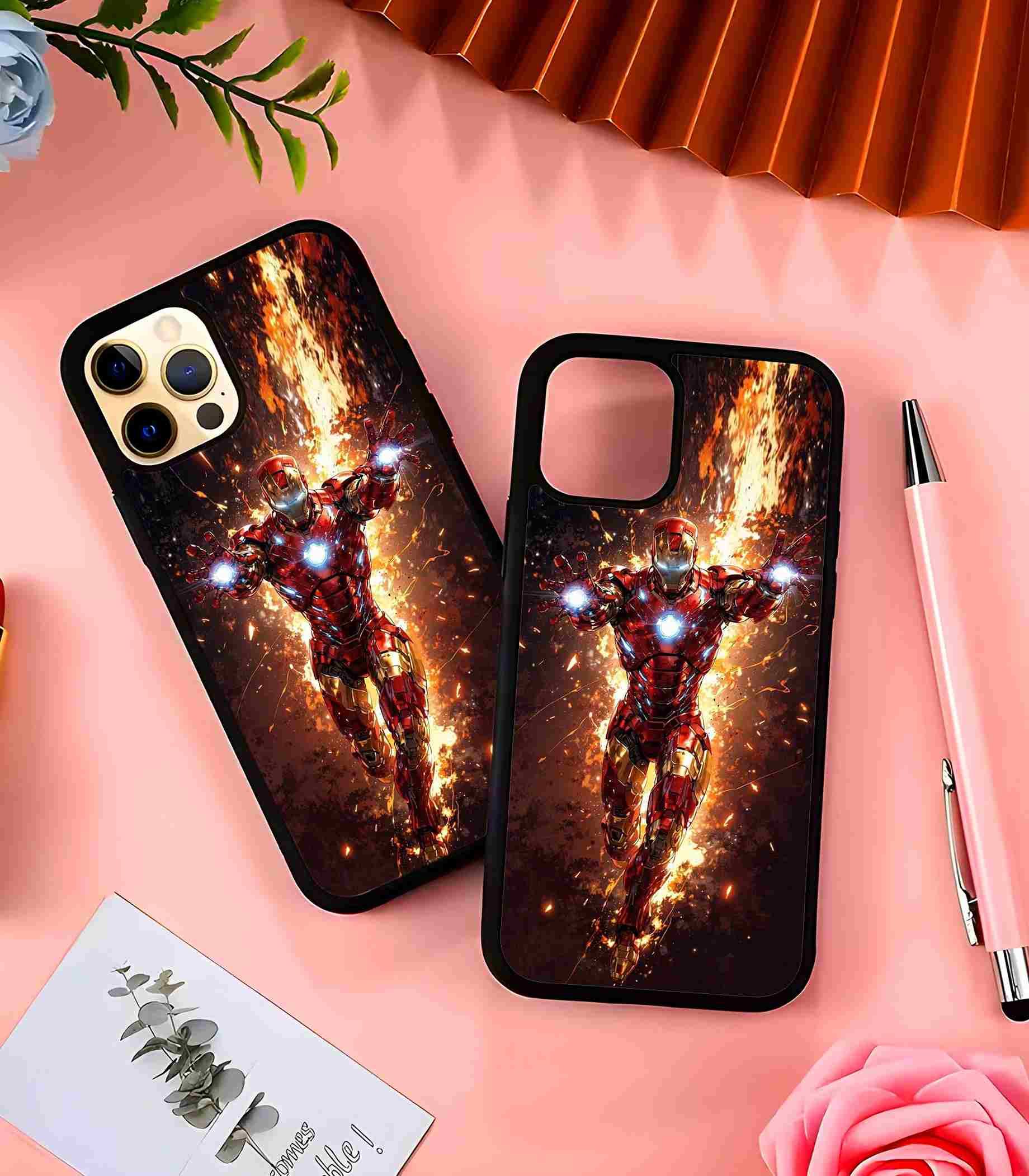 Iron Man in Action 2D Rubber Mobile Back Cover