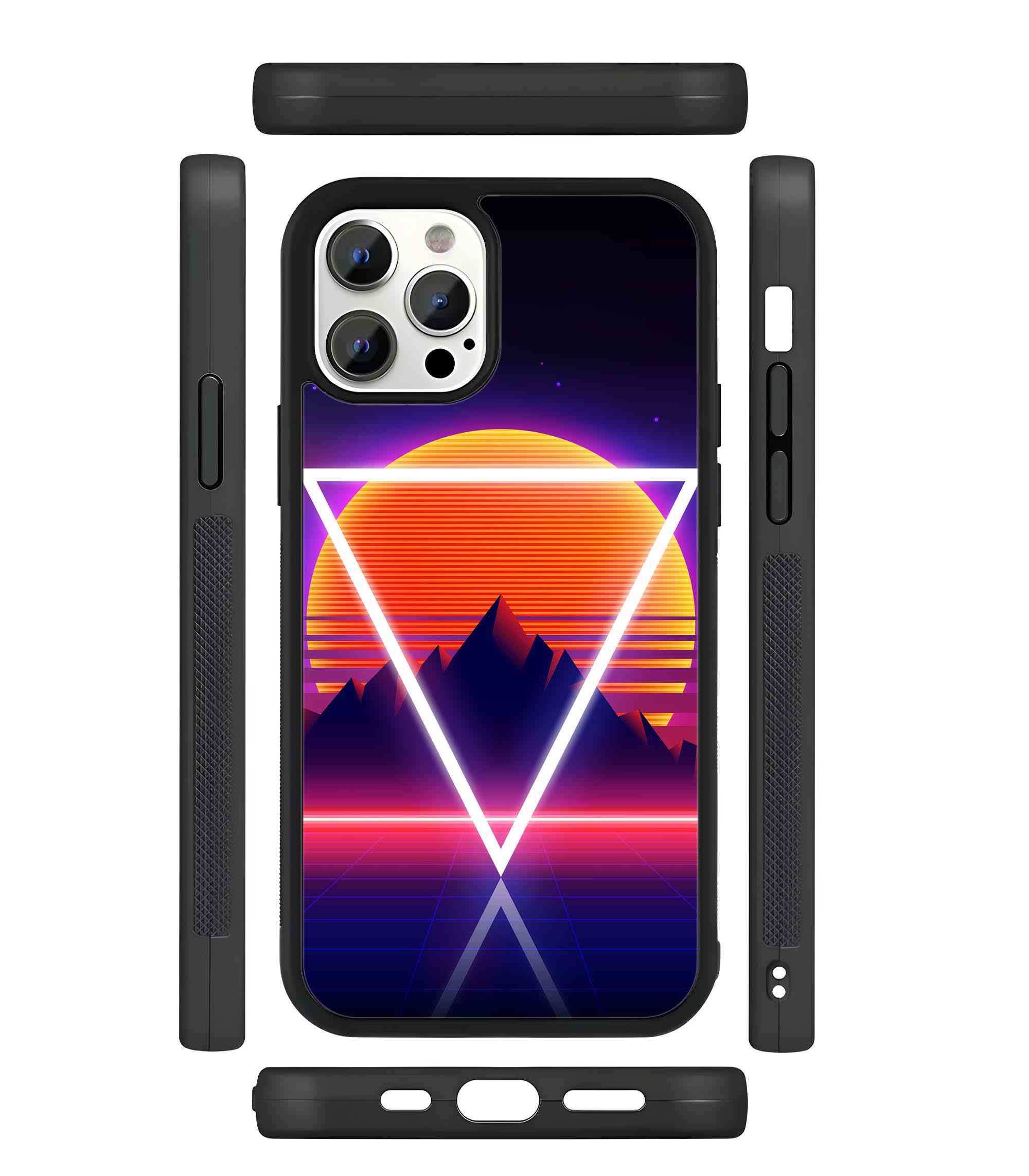 Retrowave Synthwave Abstract Sunset 2D Rubber Mobile Back Cover