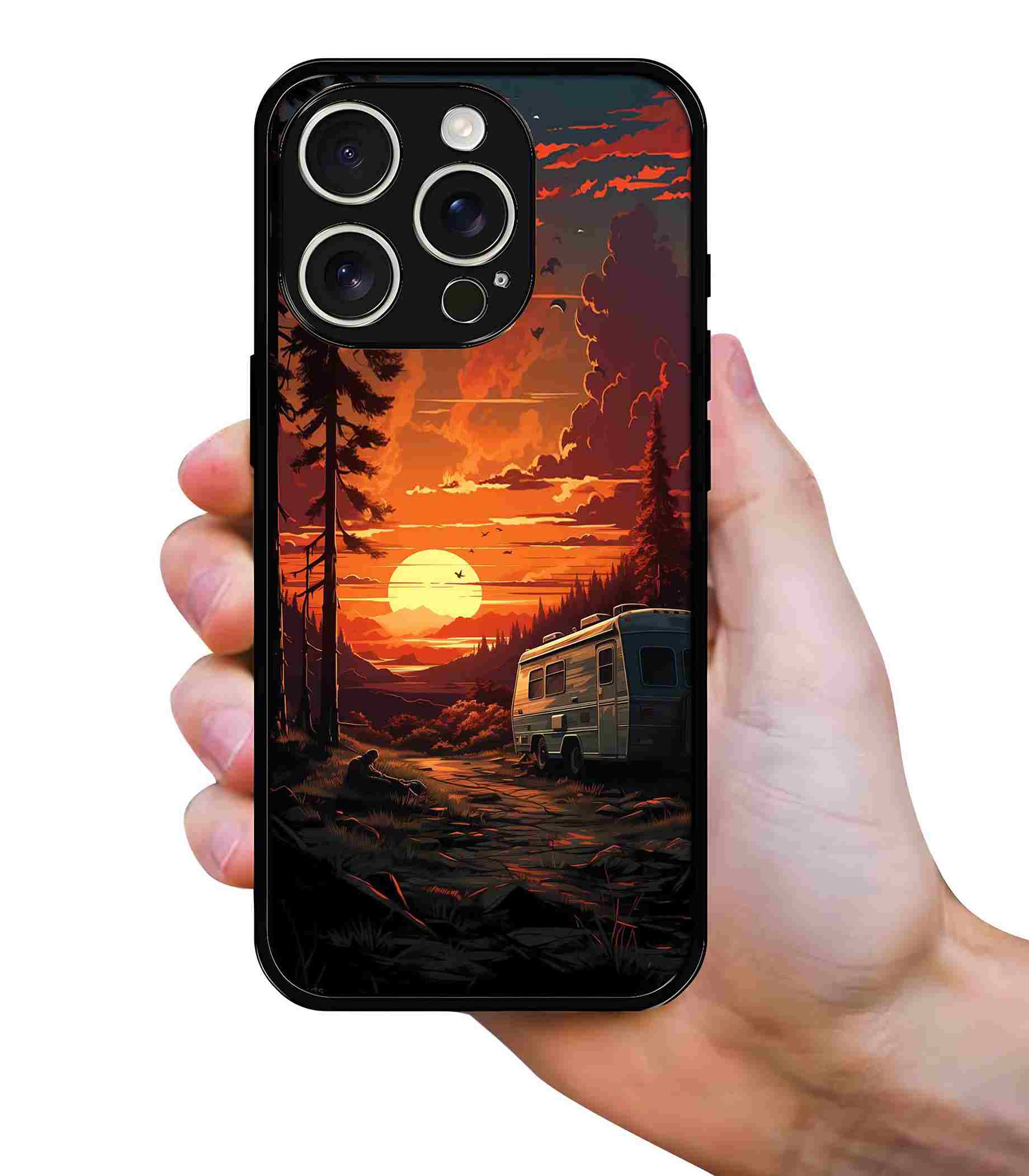 Sunset Camper 2D Rubber Mobile Back Cover