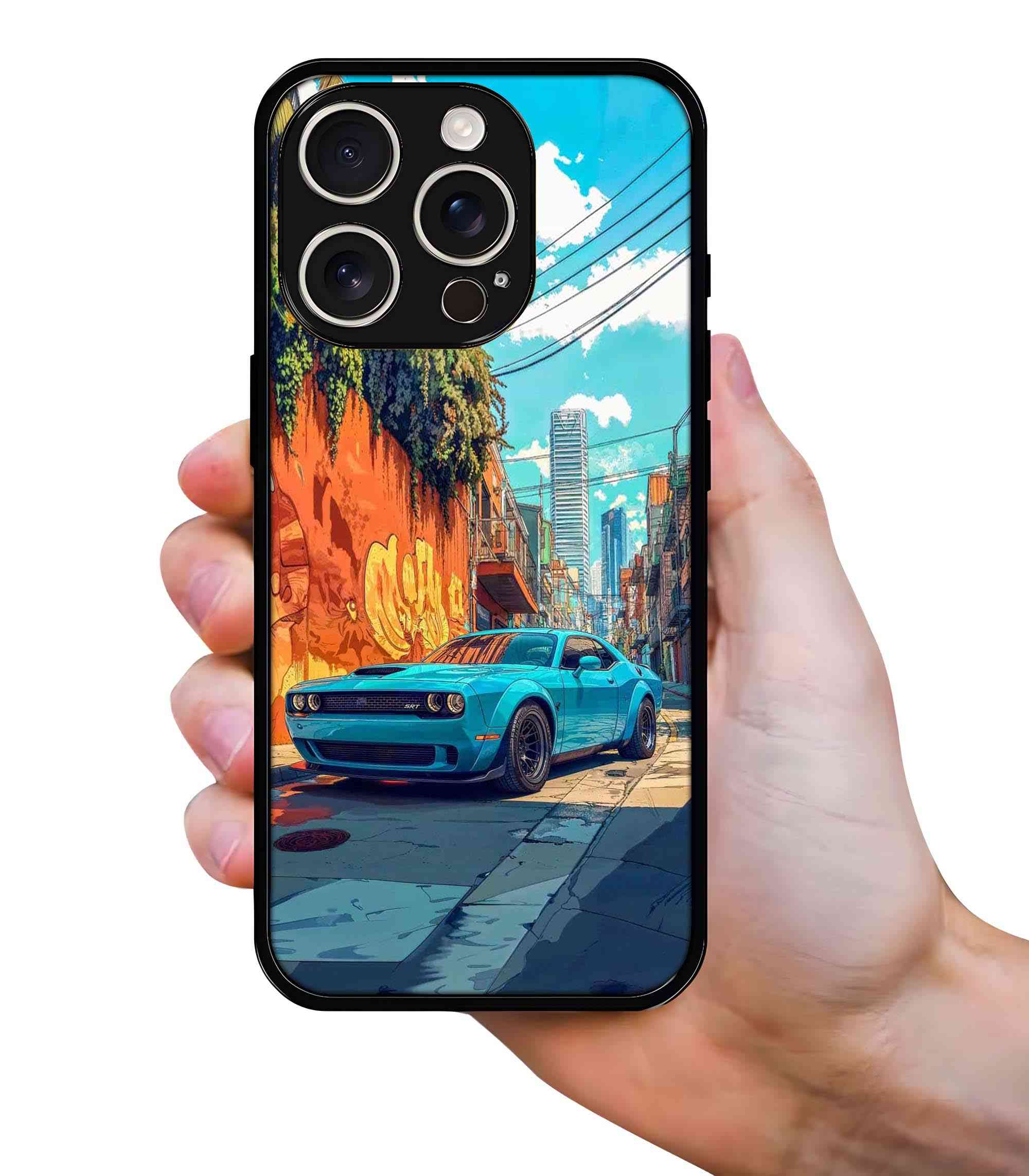 Dodge Challenger Blue 2D Rubber Mobile Back Cover