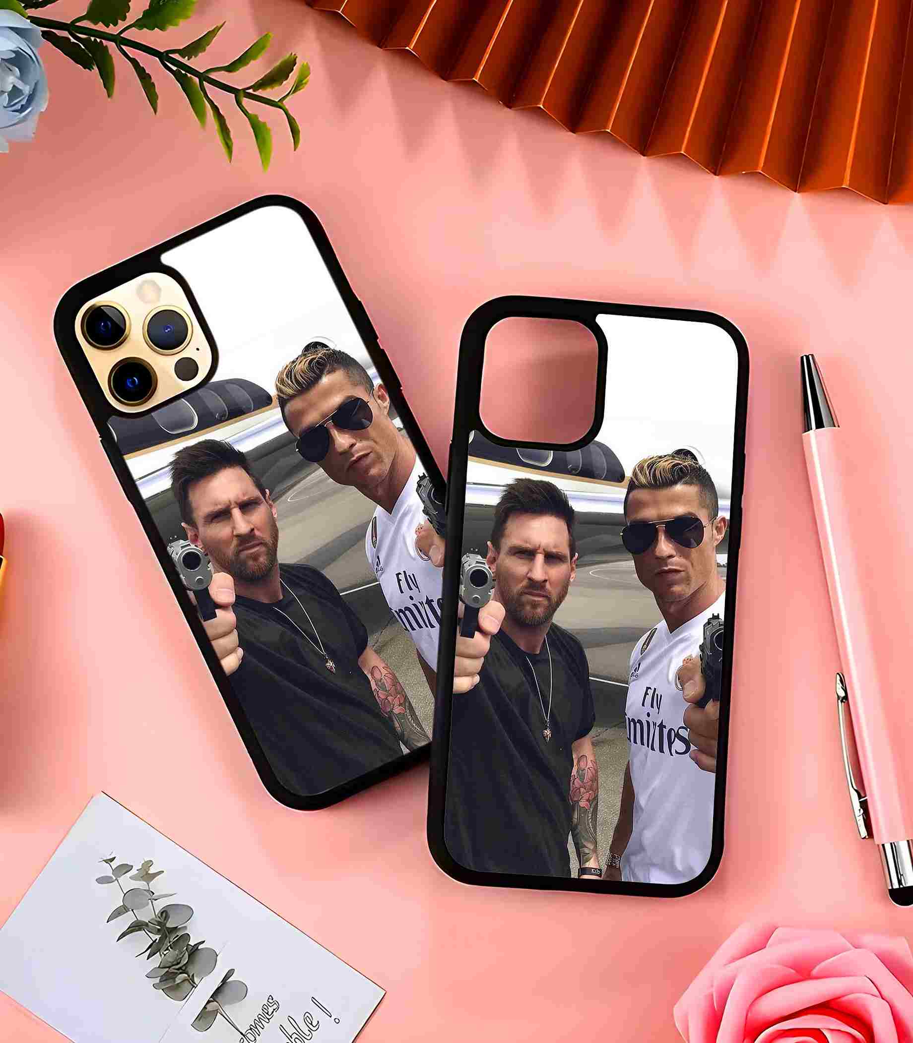 Messi Ronaldo Gang 2D Rubber Mobile Back Cover Messi Ronaldo Gang 2D Rubber Mobile Back Cover