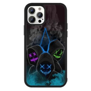 Black Hoodie Neon Mask 2D Rubber Mobile Back Cover