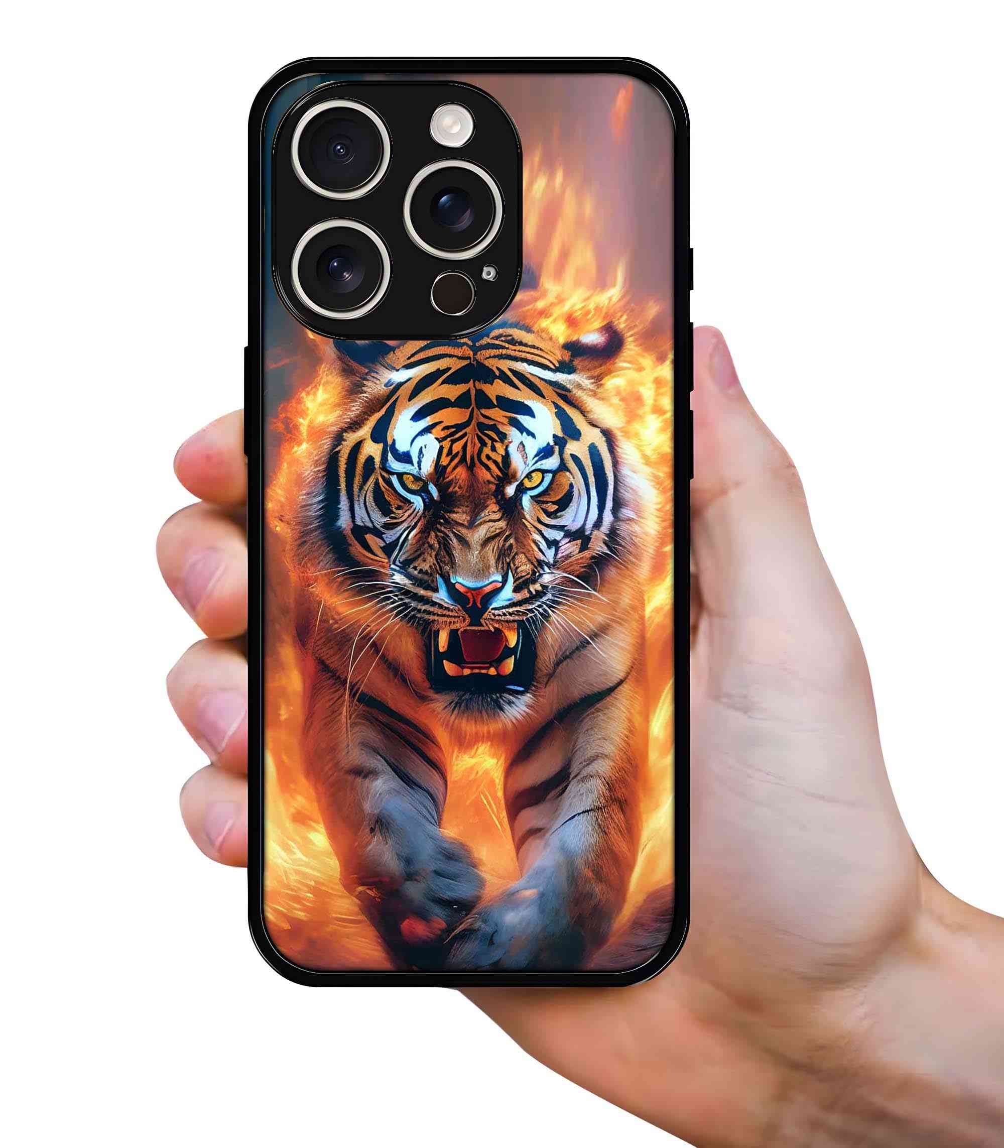 Tiger on Fire 2D Rubber Mobile Back Cover Tiger on Fire 2D Rubber Mobile Back Cover