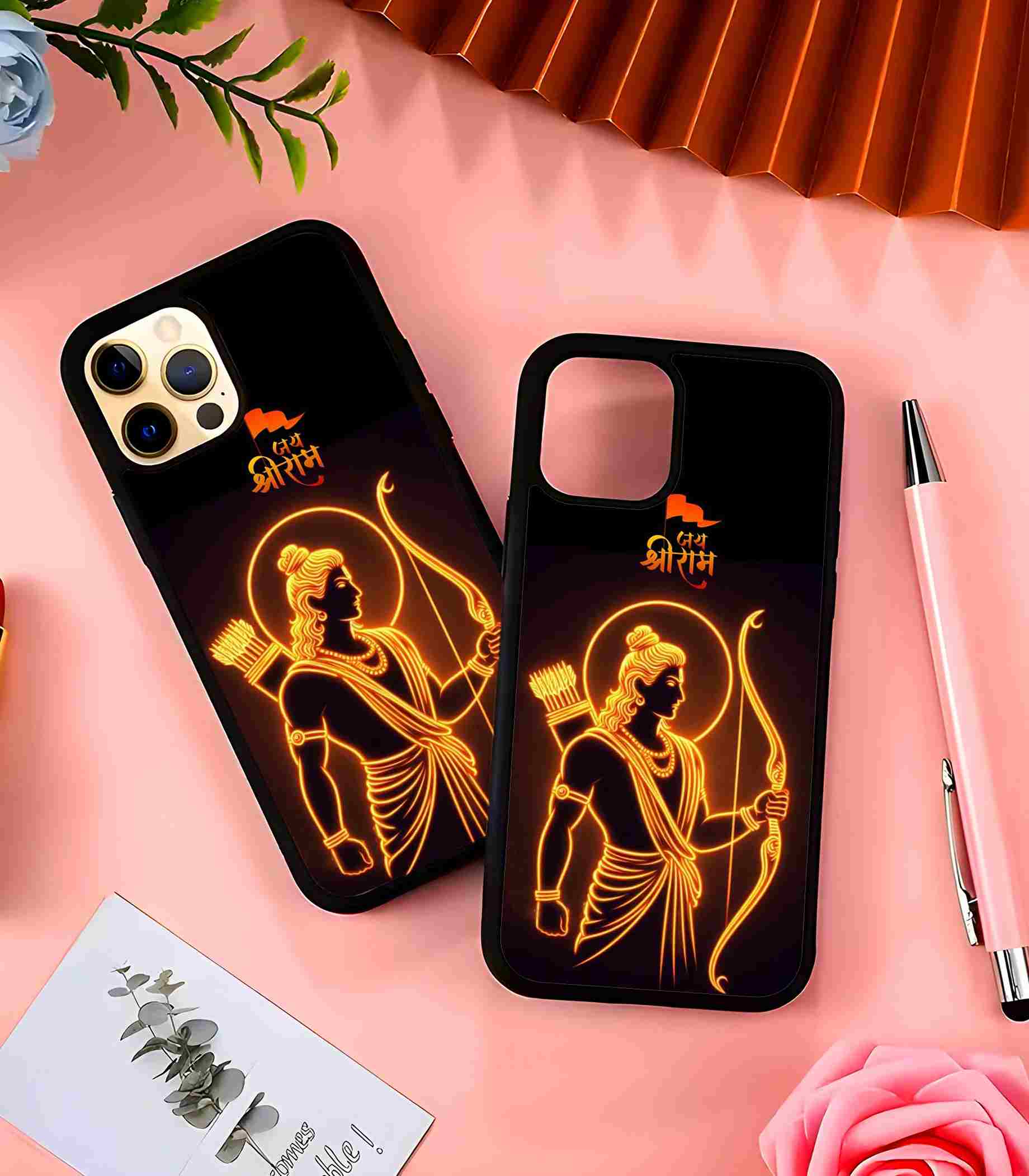 Jai Shree Ram Neon 2D Rubber Mobile Back Cover Jai Shree Ram Neon 2D Rubber Mobile Back Cover