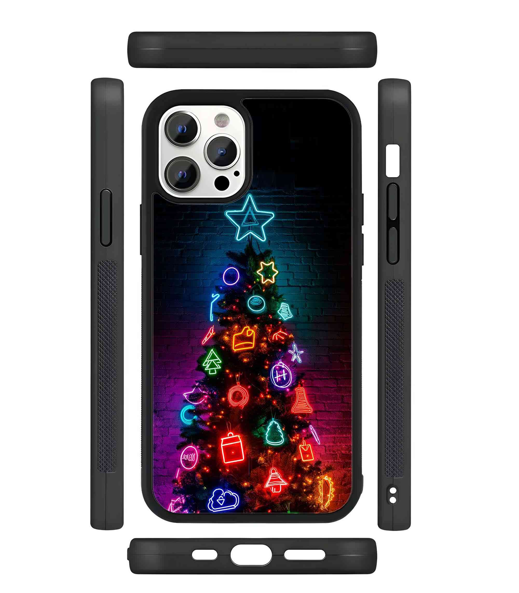 Neon Christmas Tree 2D Rubber Mobile Back Cover