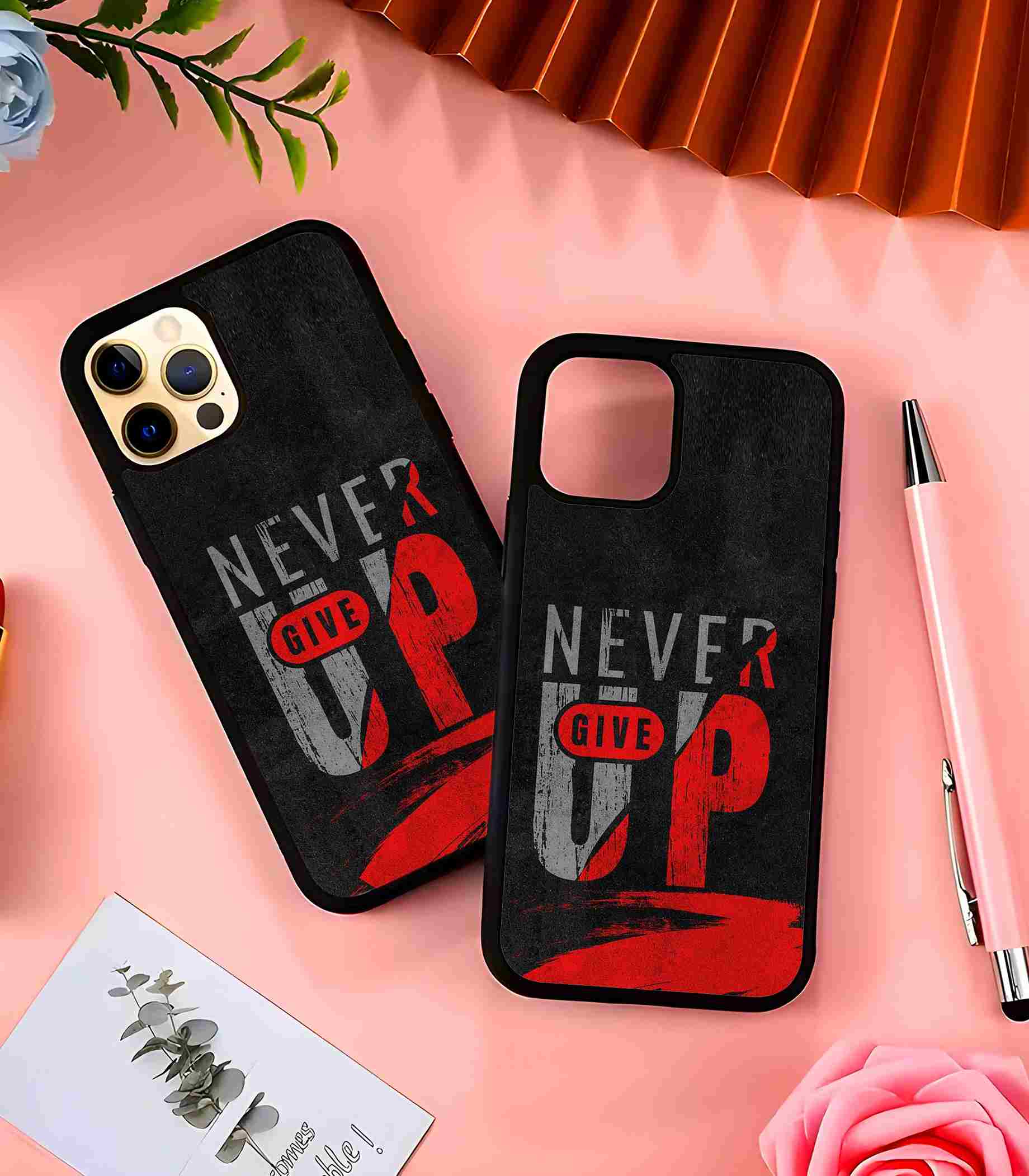 Never Give UP 2D Rubber Mobile Back Cover #3