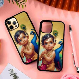Krishna with Peacock 2D Rubber Mobile Back Cover