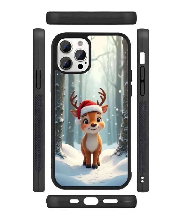 Cute Christmas Deer 2D Rubber Mobile Back Cover