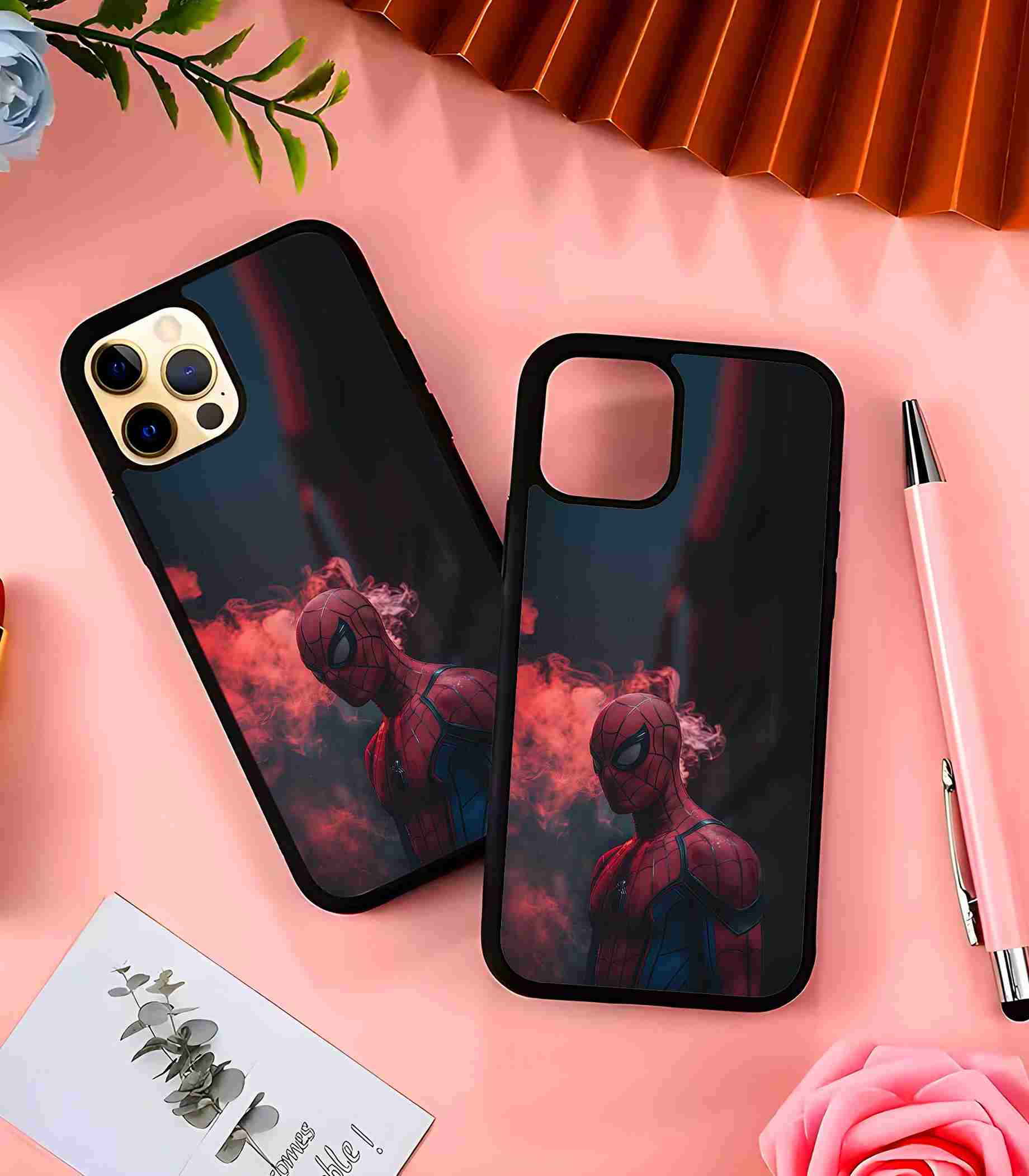 Shadows of spiderman 2D Rubber Mobile Back Cover