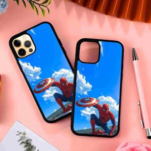 Spidey with Shield 2D Rubber Mobile Back Cover