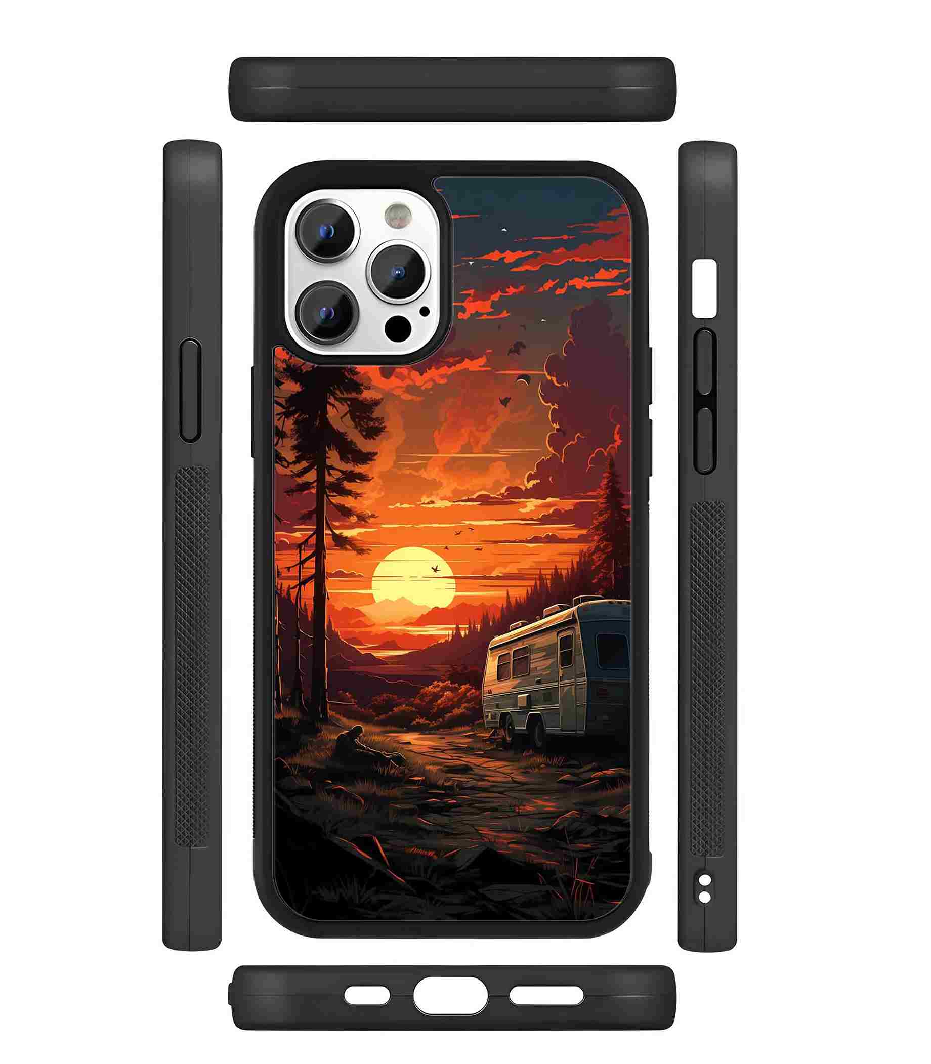 Sunset Camper 2D Rubber Mobile Back Cover
