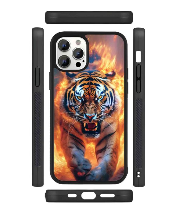 Tiger on Fire 2D Rubber Mobile Back Cover