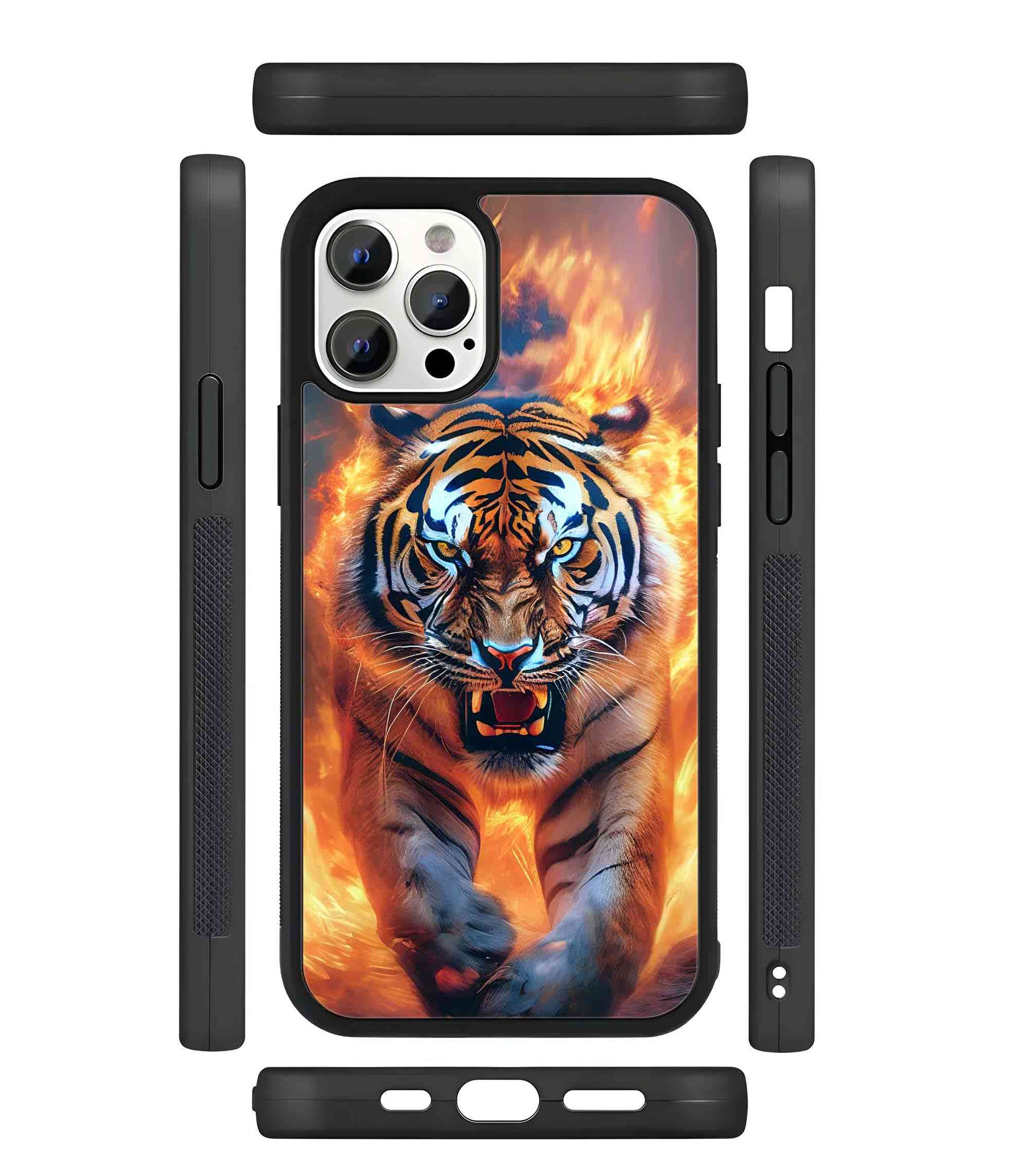 Tiger on Fire 2D Rubber Mobile Back Cover Tiger on Fire 2D Rubber Mobile Back Cover
