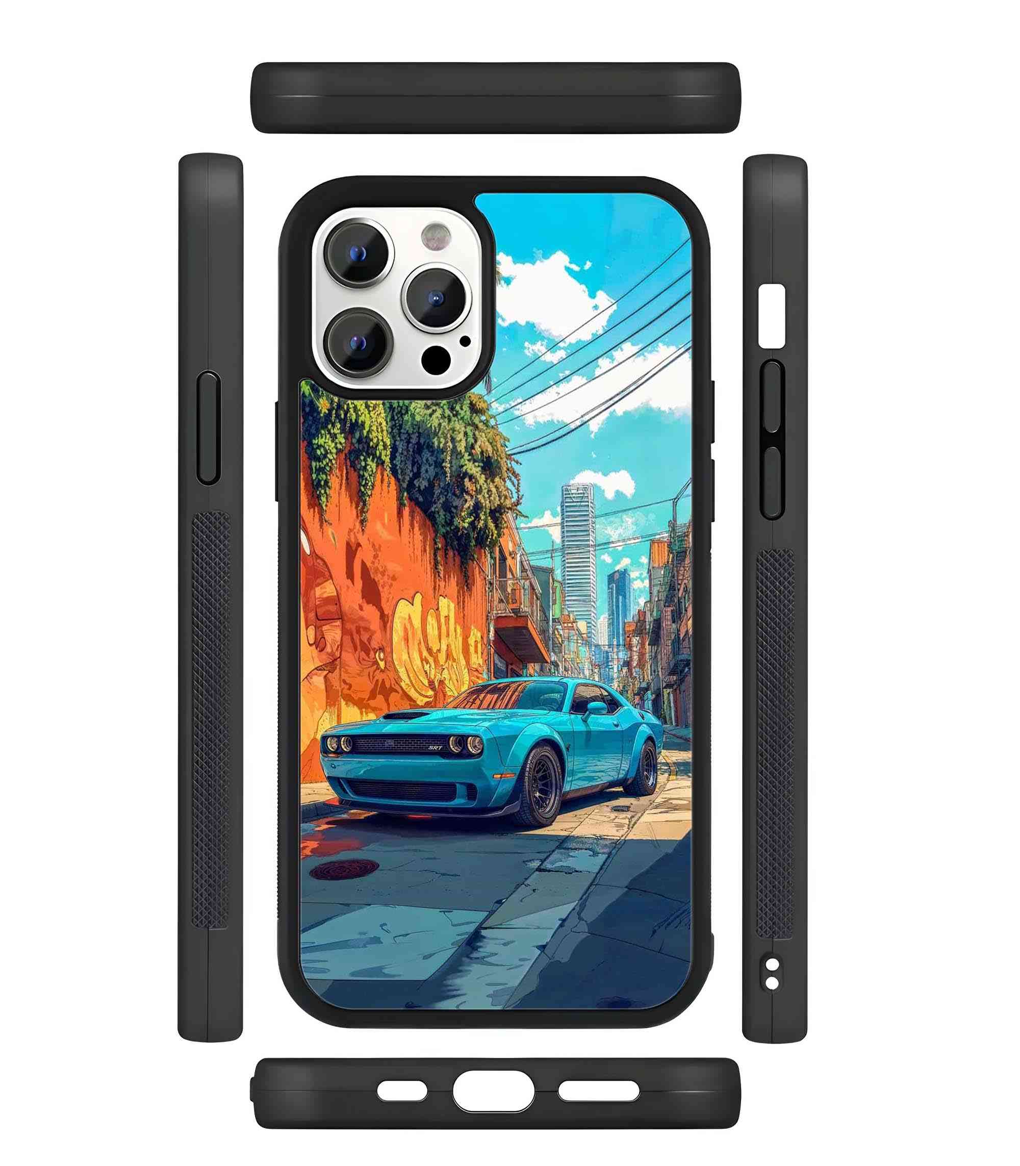 Dodge Challenger Blue 2D Rubber Mobile Back Cover