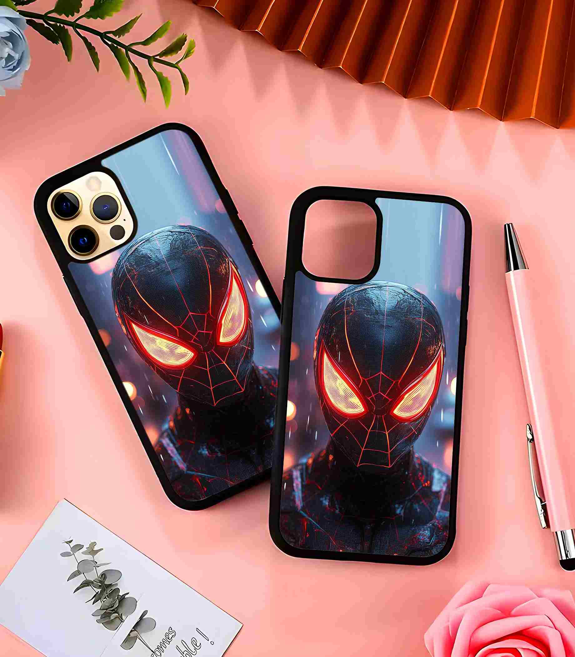 Neon Spider Man In The Rain 2D Rubber Mobile Back Cover