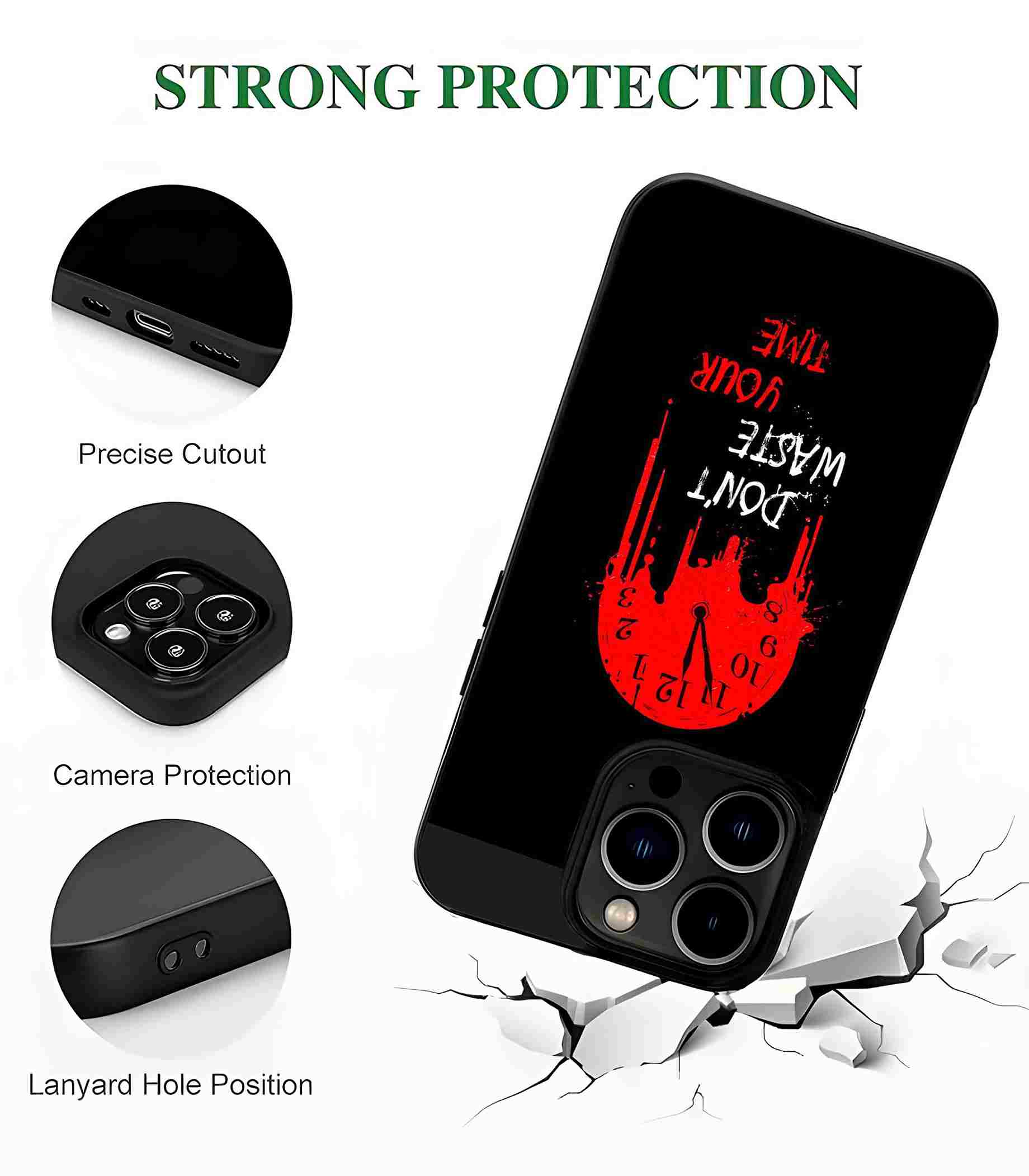 Don't Waste your Time 2D Rubber Mobile Back Cover Don't Waste your Time 2D Rubber Mobile Back Cover