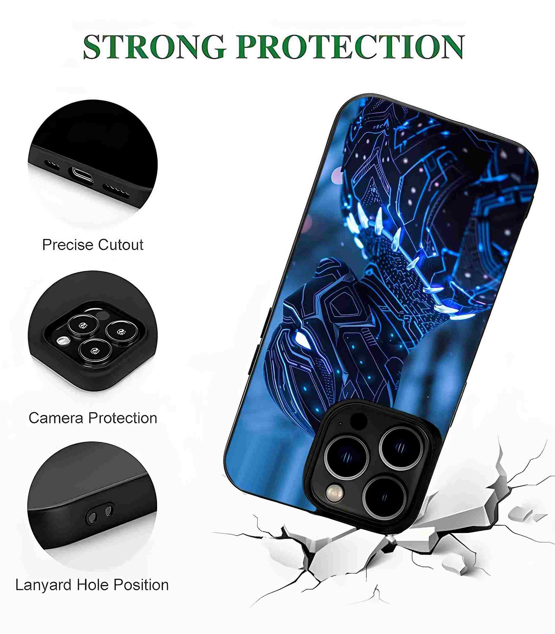 Black Panther Neon Suit 2D Rubber Mobile Back Cover