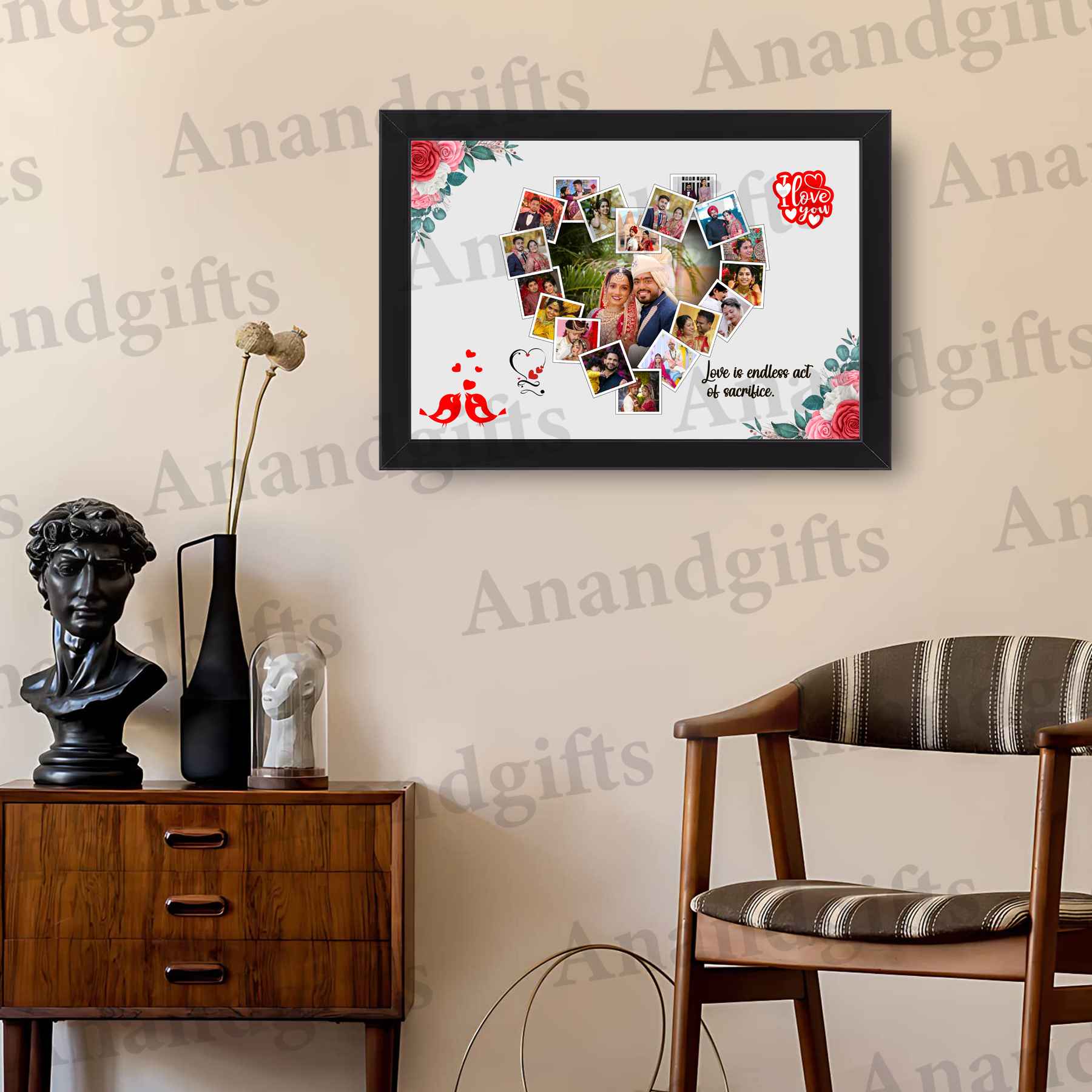 Romantic Heart-Shaped Photo Collage Frame – Unique Gift for Valentine’s Day & Anniversary