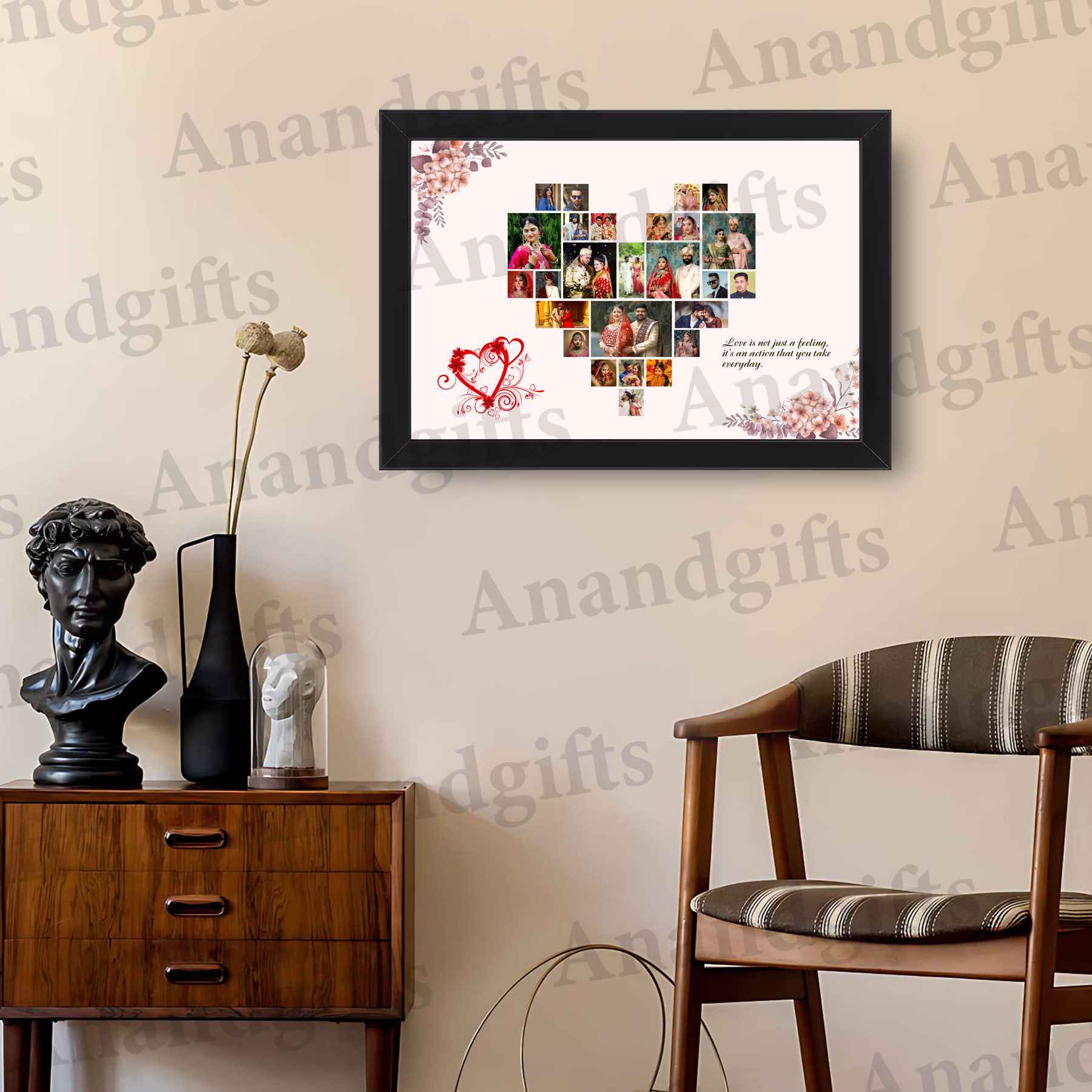 Personalized Heart-Shaped Photo Collage Frame – Unique Gift for Valentine’s Day & Anniversary
