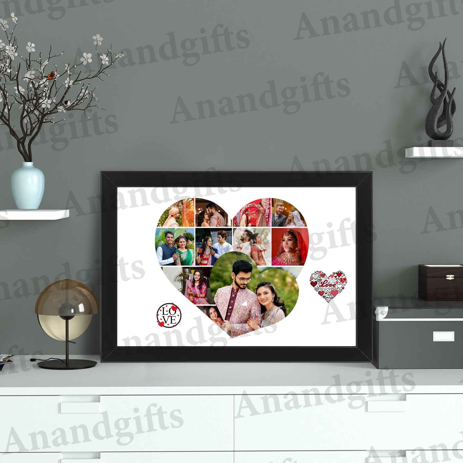 Heart-in-Heart Photo Collage Frame – Romantic Gift for Valentine’s & Anniversary
