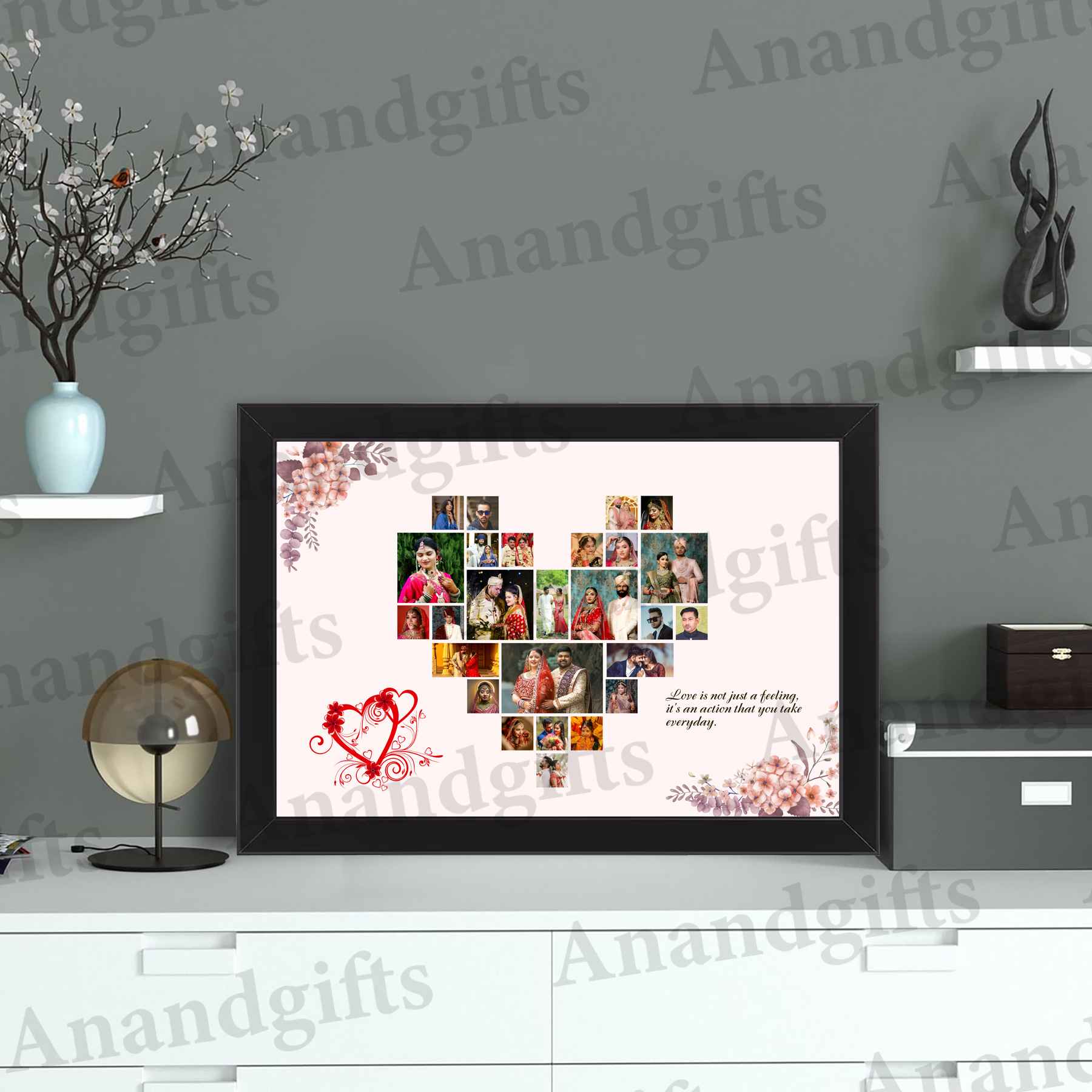 Personalized Heart-Shaped Photo Collage Frame – Unique Gift for Valentine’s Day & Anniversary