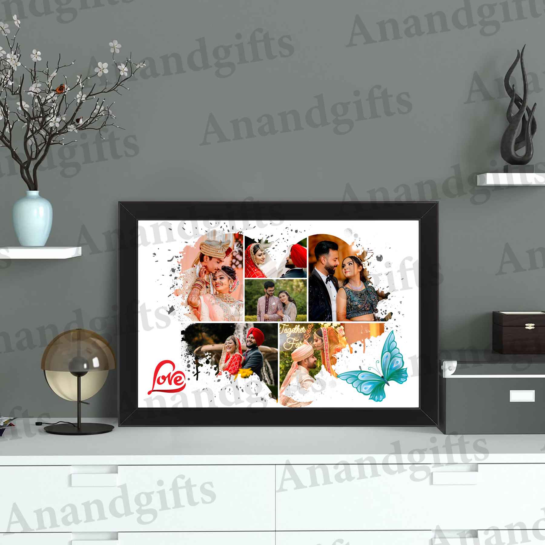 Heart of Love – 6 Photo Collage Frame for Couples