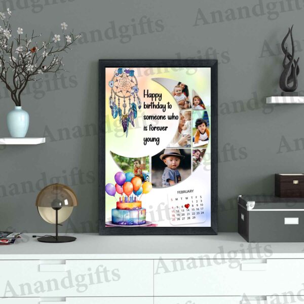 Personalized 7-Photo Moon-Shaped Birthday Frame – Capture Memories in Style