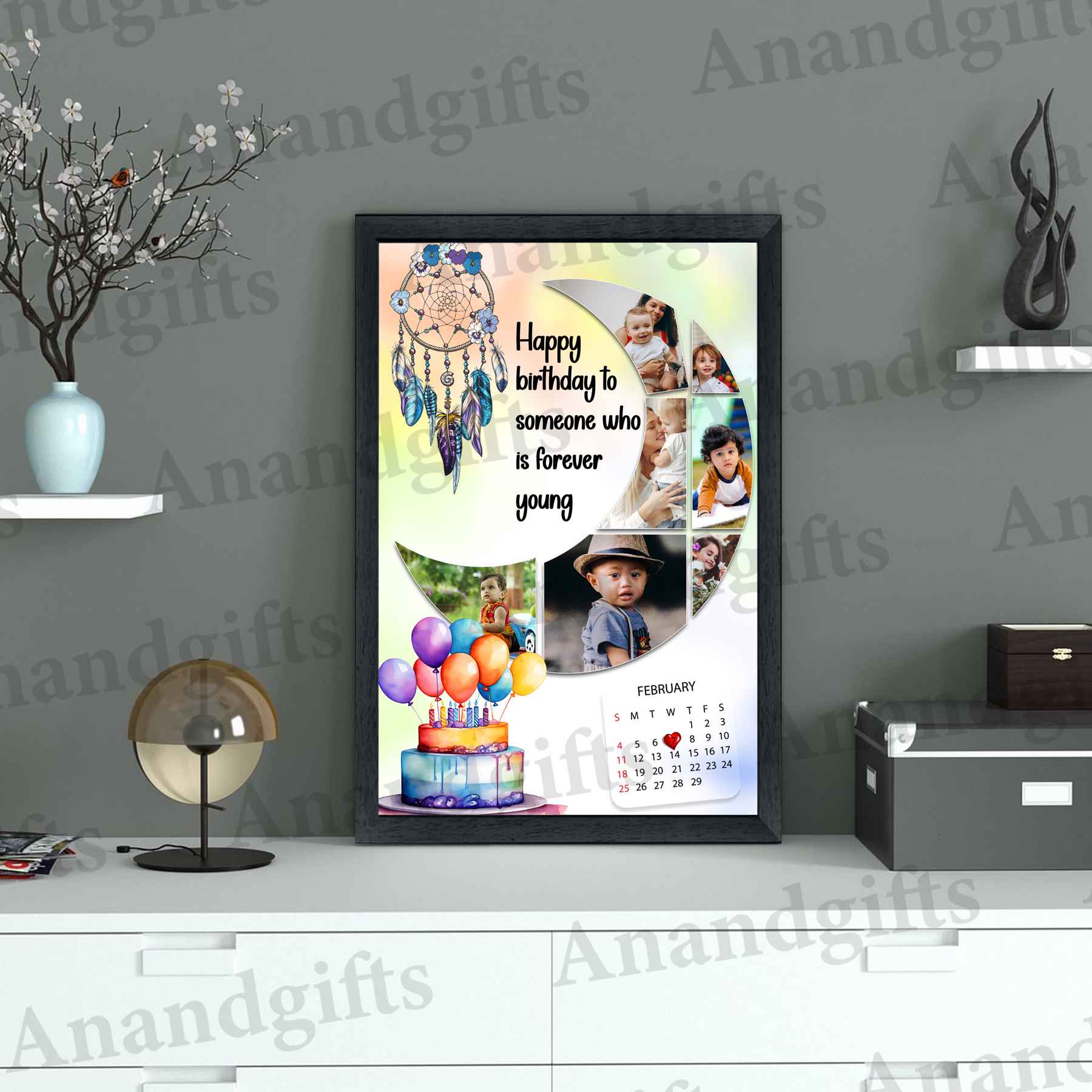 Personalized 7-Photo Moon-Shaped Birthday Frame – Capture Memories in Style Personalized 7-Photo Moon-Shaped Birthday Frame – Capture Memories in Style