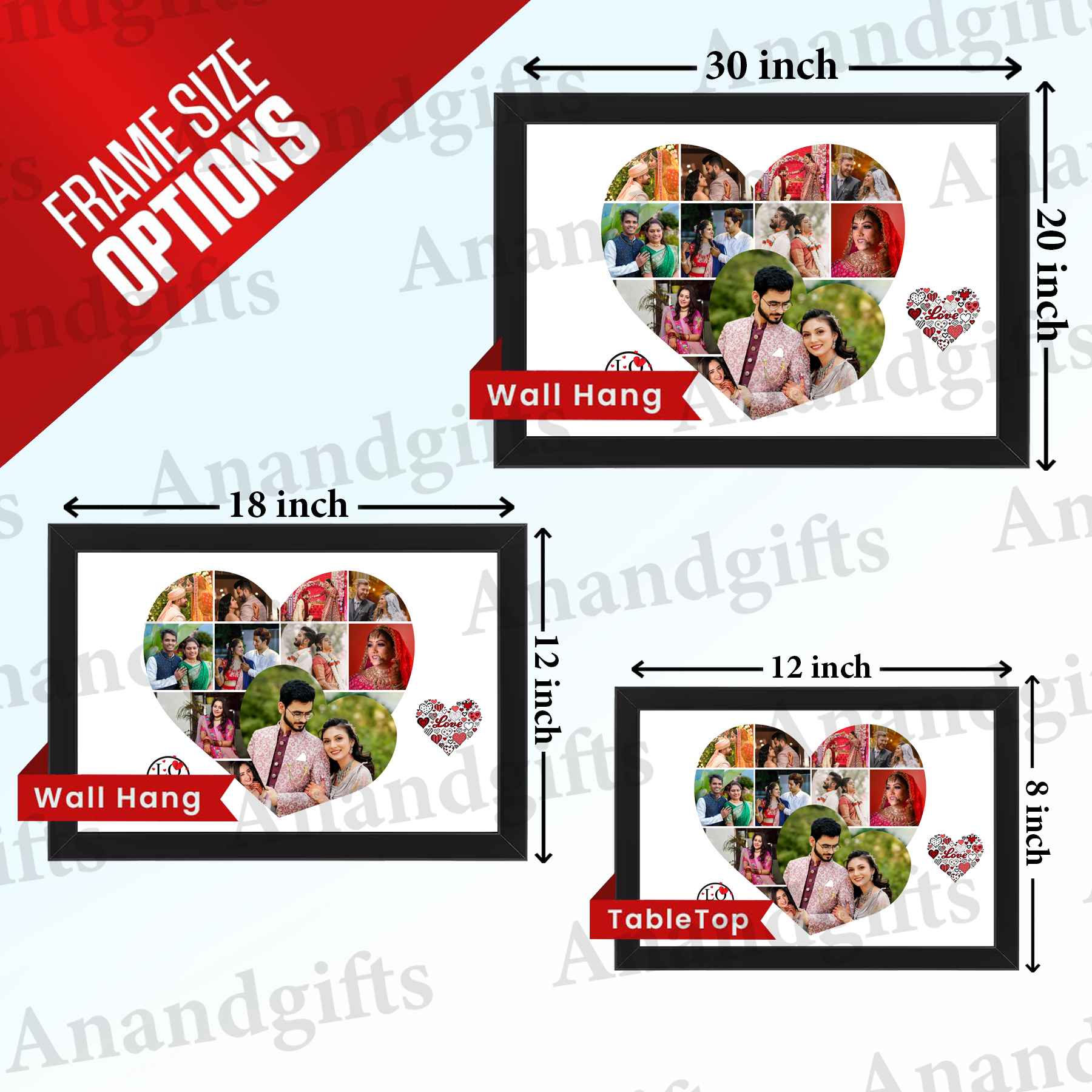 Heart-in-Heart Photo Collage Frame – Romantic Gift for Valentine’s & Anniversary