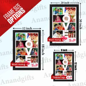 LOVE Text Collage Frame – 8 Photo Custom Gift for Couples