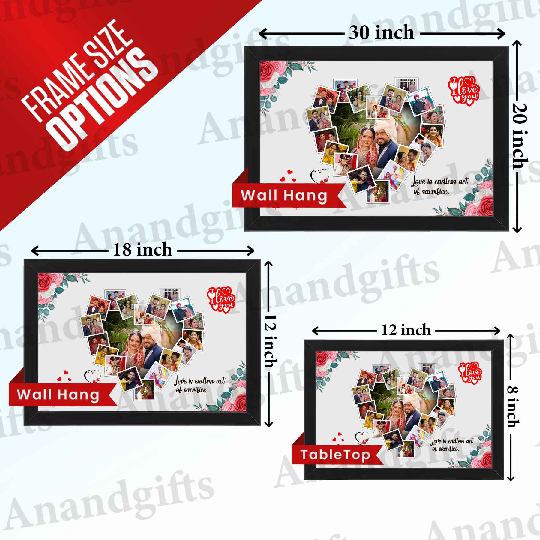 Romantic Heart-Shaped Photo Collage Frame – Unique Gift for Valentine’s Day & Anniversary