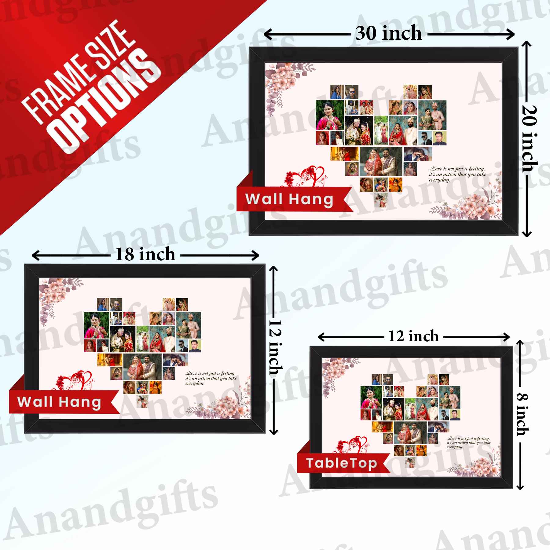 Personalized Heart-Shaped Photo Collage Frame – Unique Gift for Valentine’s Day & Anniversary