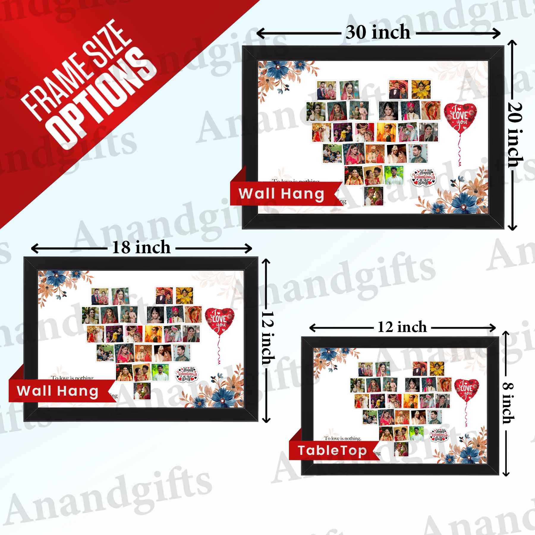 Heart-Shaped Couple Photo Collage Frame – Unique Valentine’s & Anniversary Gift