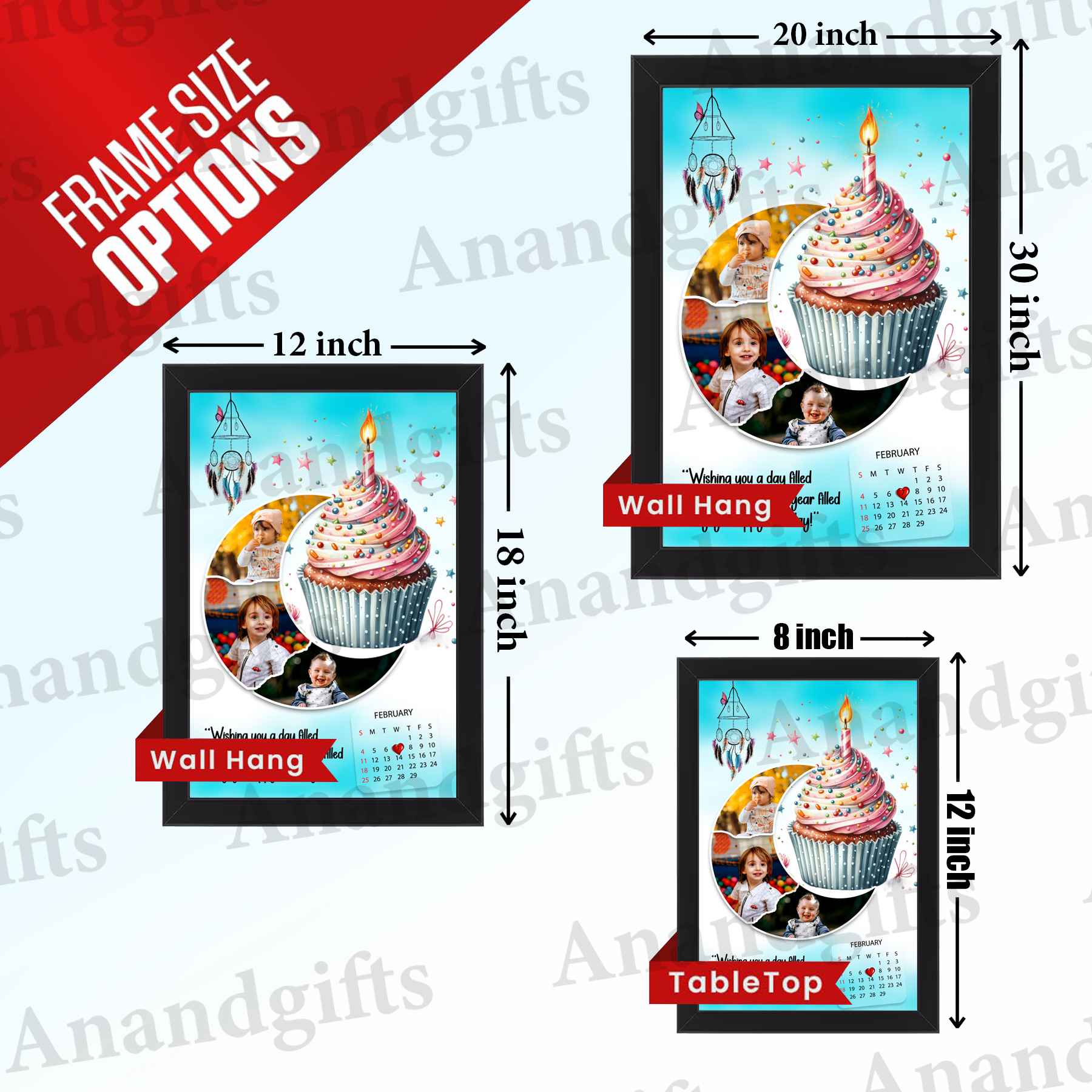 Customized Birthday Photo Frame with 3 Pictures – Unique Gift Idea