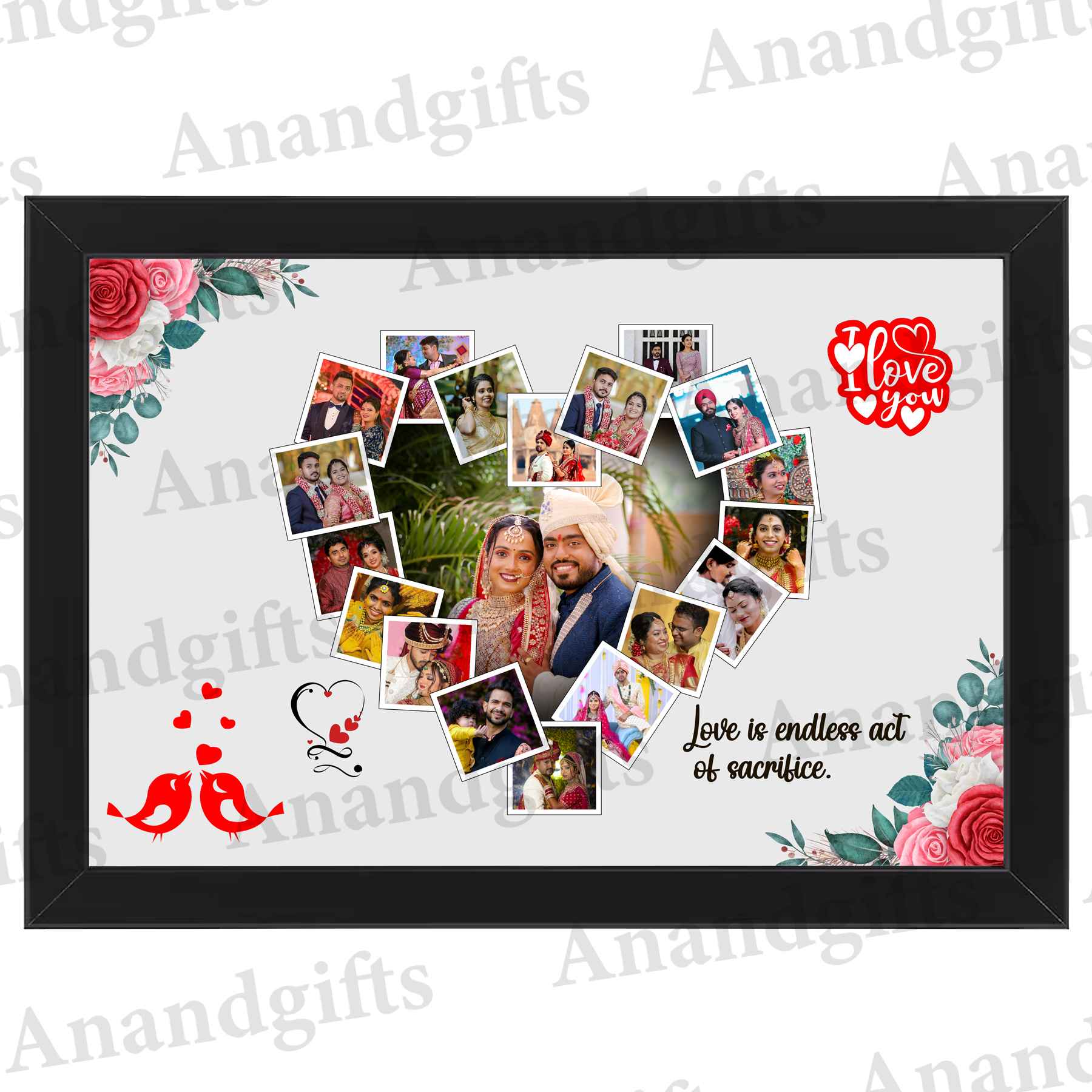 Romantic Heart-Shaped Photo Collage Frame – Unique Gift for Valentine’s Day & Anniversary