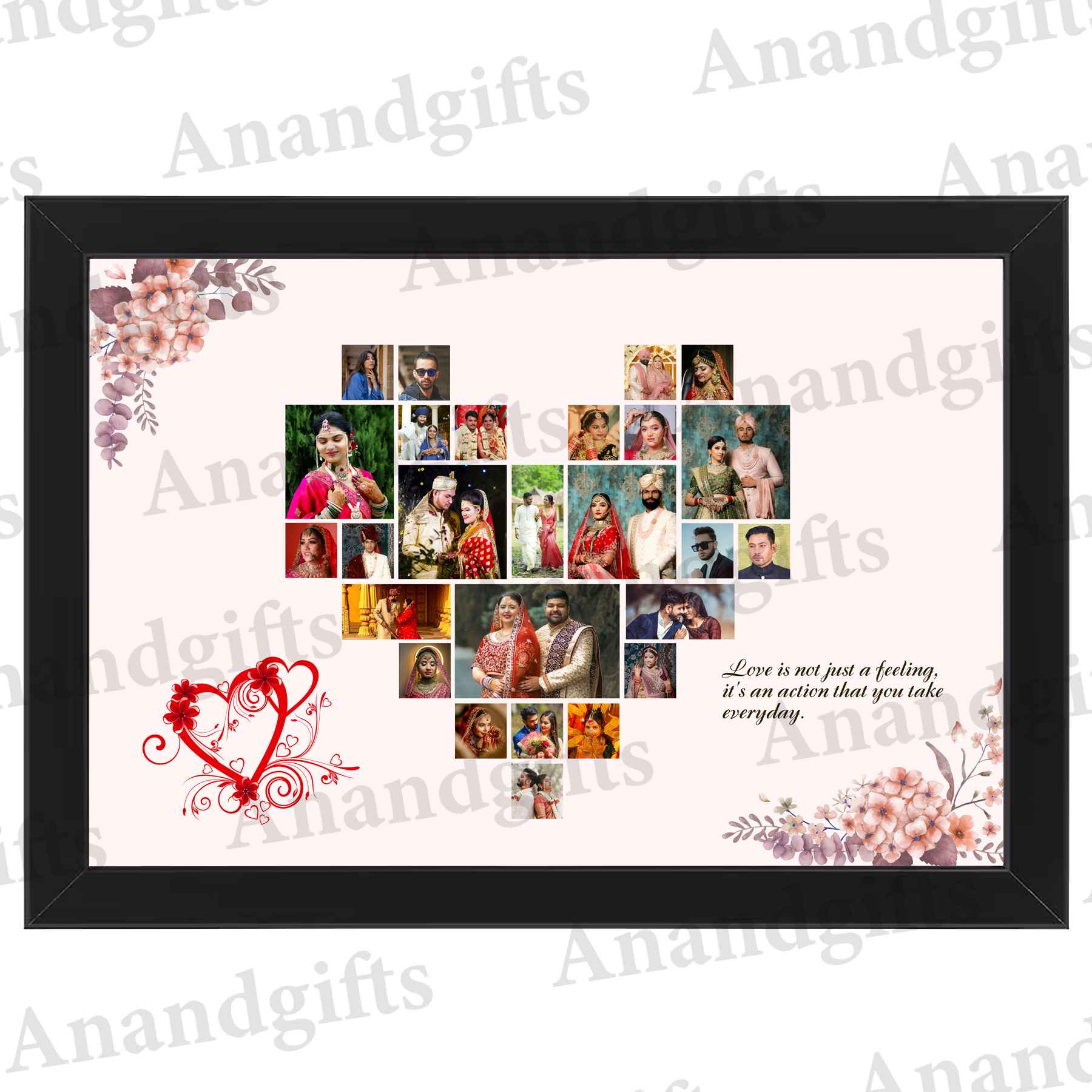 Personalized Heart-Shaped Photo Collage Frame – Unique Gift for Valentine’s Day & Anniversary