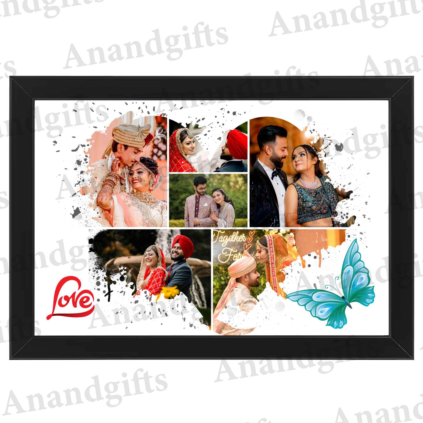 Heart of Love – 6 Photo Collage Frame for Couples